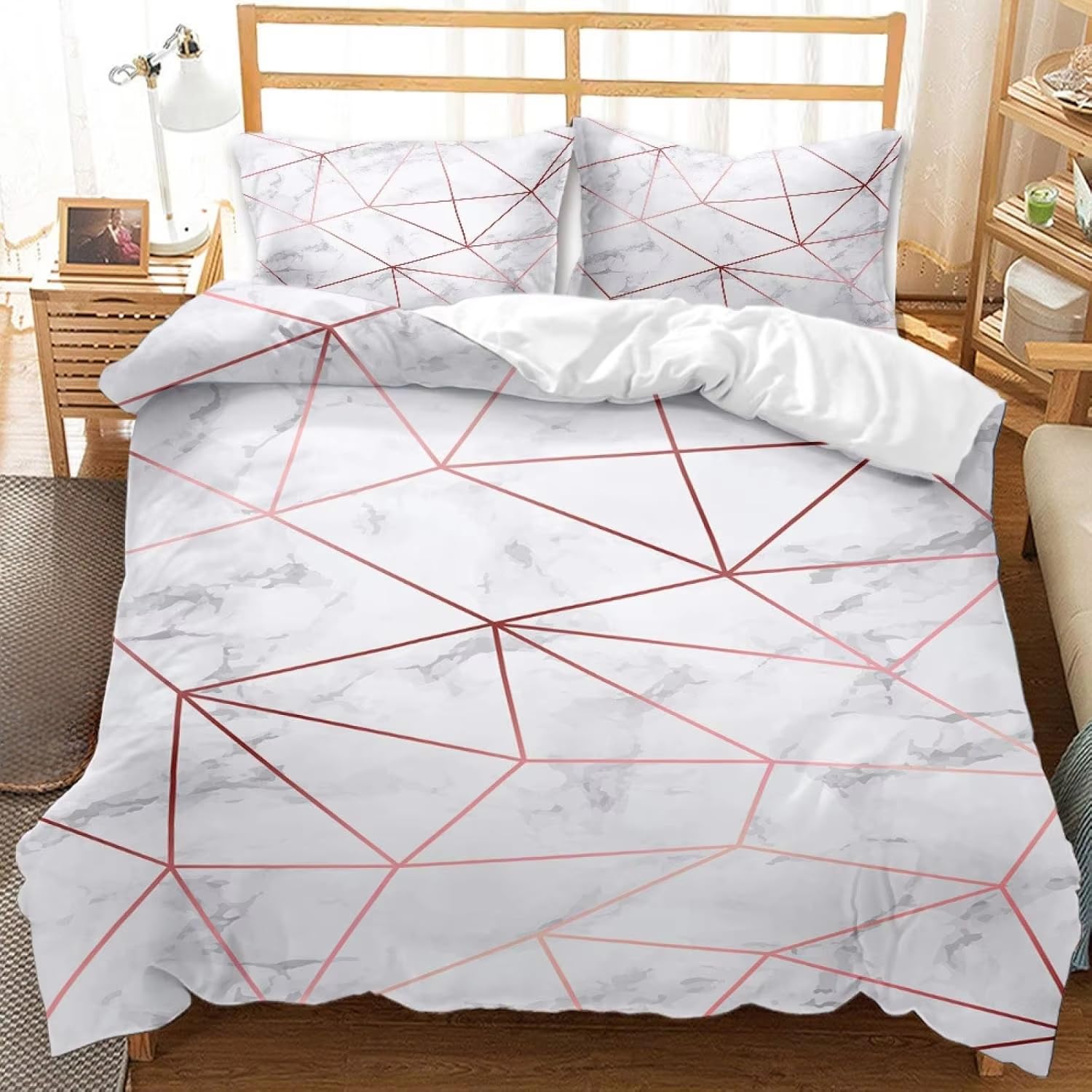 Housse de couette en marbre et lignes dorées pour transformer l'ambiance d'une chambre d'adulte