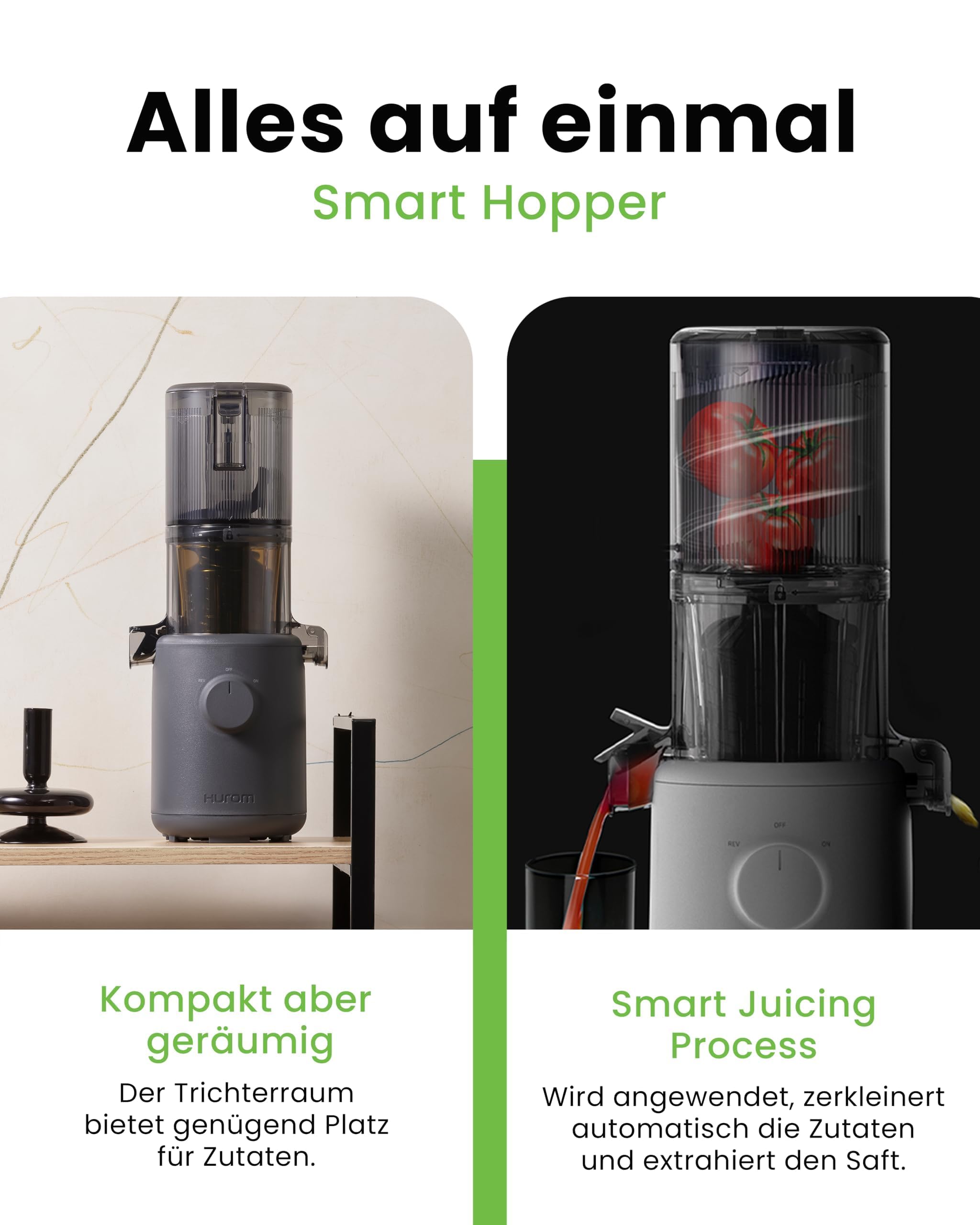 Hurom H310 Slow Juicer 150W BPA Frei Entsafter Gemüse Obst Anthrazit