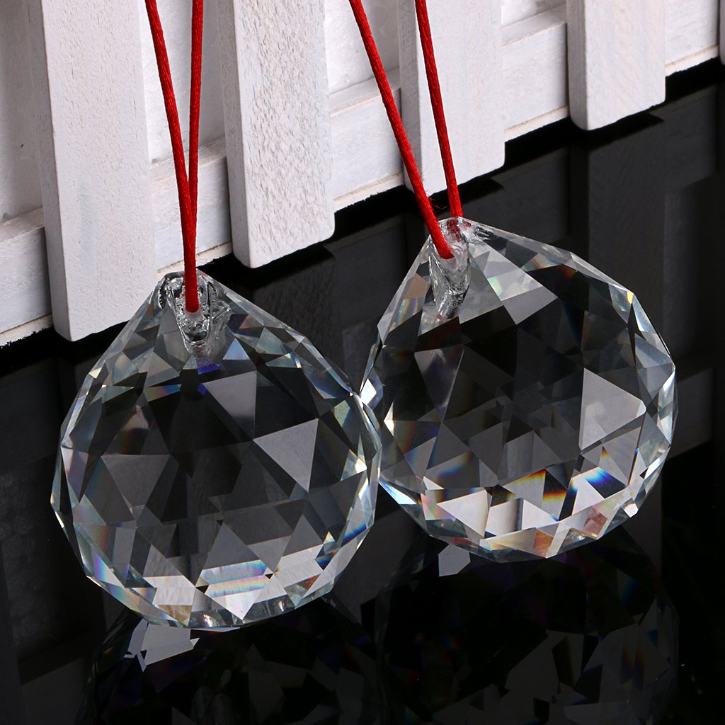 Image secondaire de SUMNACON 2X 50mm Boules Cristal à Facette,Boule Prisme Fengshui Boule, Dia-50mm,Bonheur Boule avec Boîte pour Cadeau,Décoration