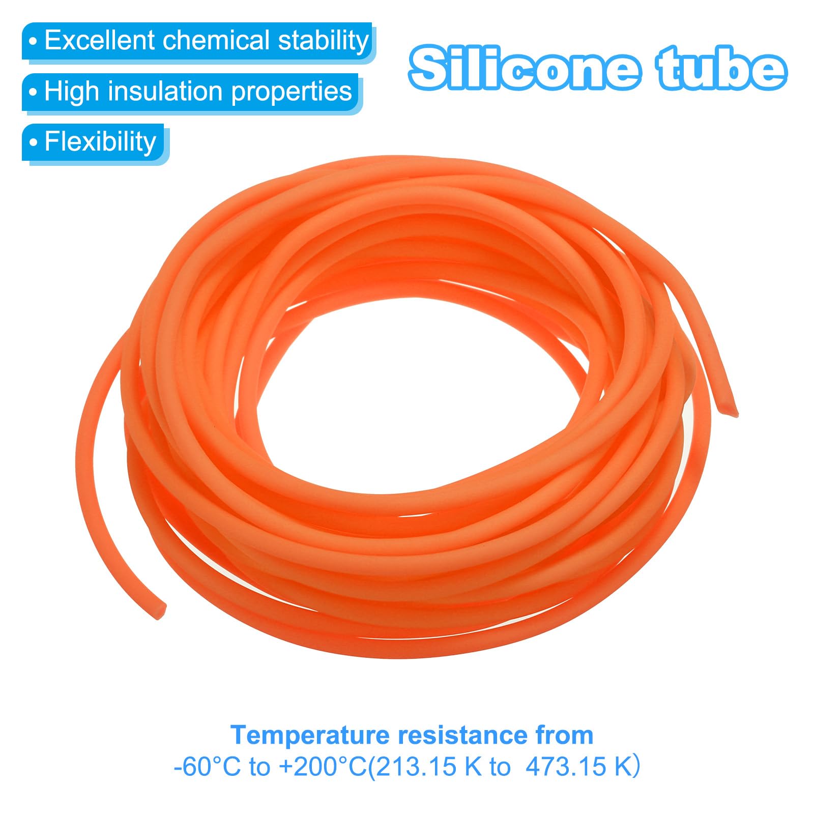 PATIKIL Rubber Cord Tube, 16ft Silicone Hollow Tubing 1/8" OD 1/16" ID for DIY Craft Beading Necklaces Bracelet Orange/Dark Blue - Image 3