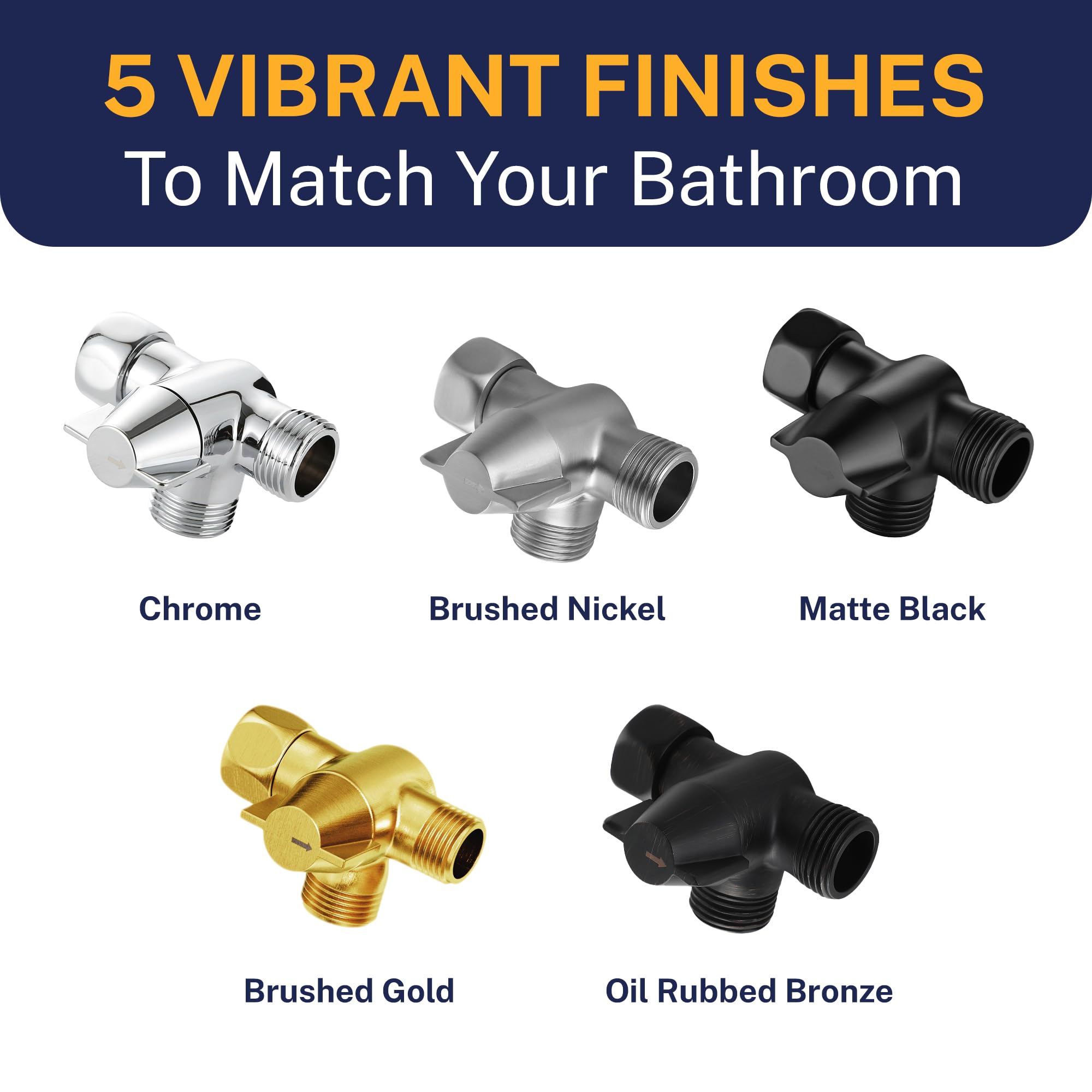 HammerHead Showers® Válvula desviadora de ducha de 3 vías, desviador de brazo de ducha que se conecta fijo y de mano al brazo de ducha, desviador de ducha para cabezal de ducha doble, divisor de ducha