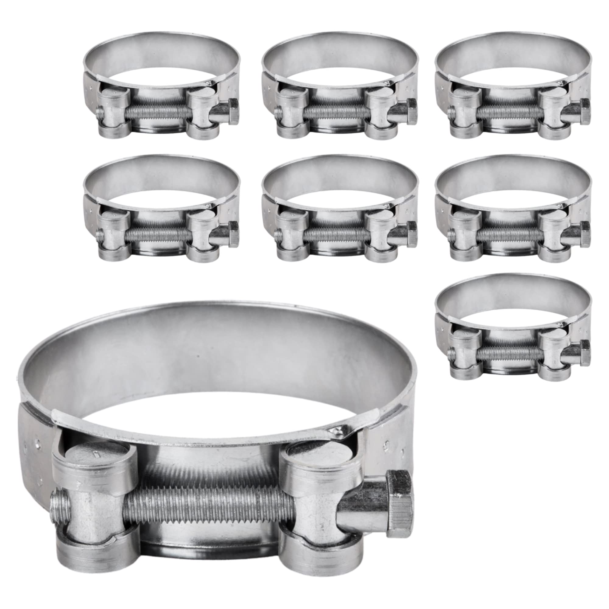 SKIR'CO Schlauchschellen Set – 8 Stück, Verstärkt, Verstellbar Von 68–73 Mm, Verzinkter Stahl Für Auto, Industrie & Haushalt