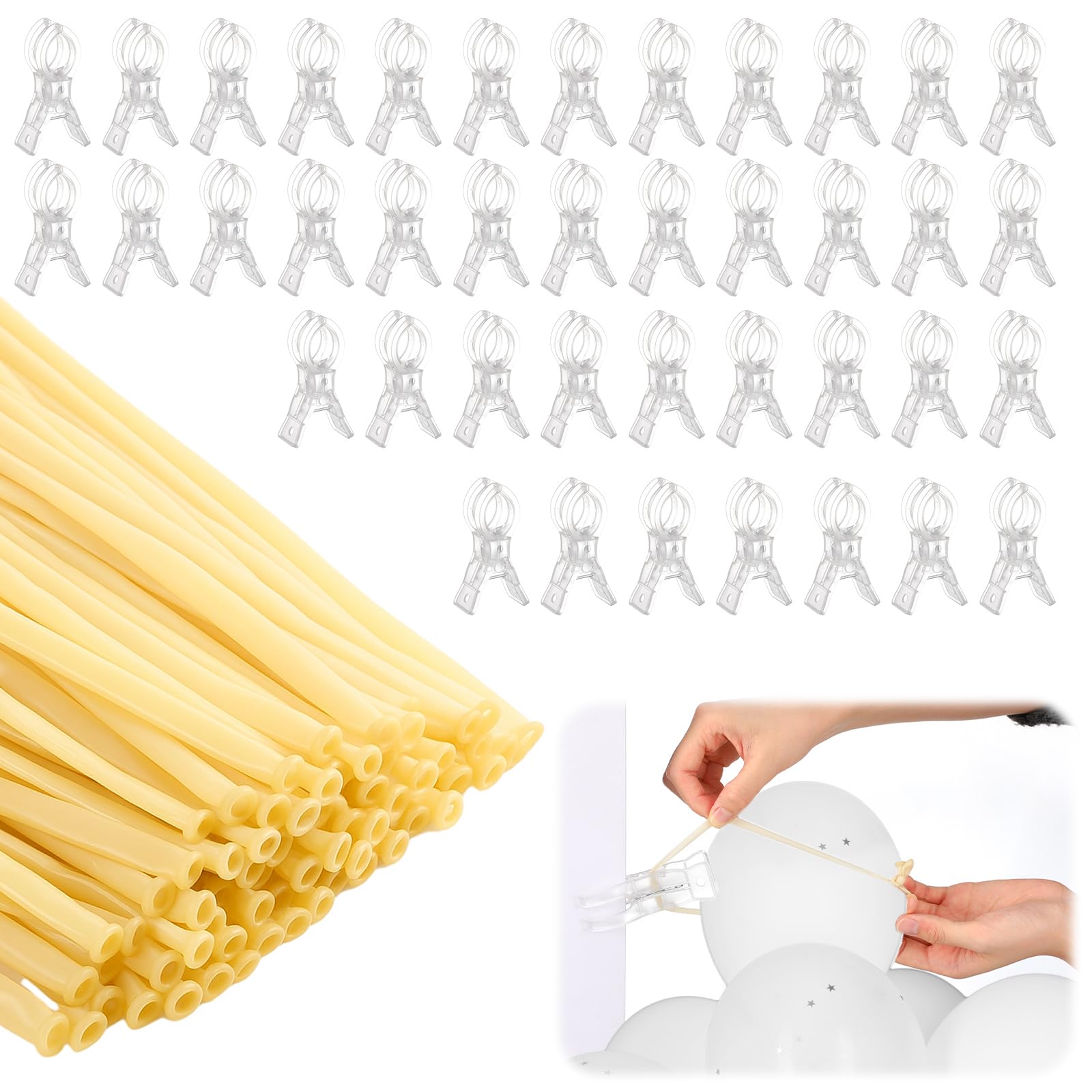 Amyhill 40 Pack 3.5 Inch Balloon Arch Clips 100 Pcs 260 Long Balloons Kit