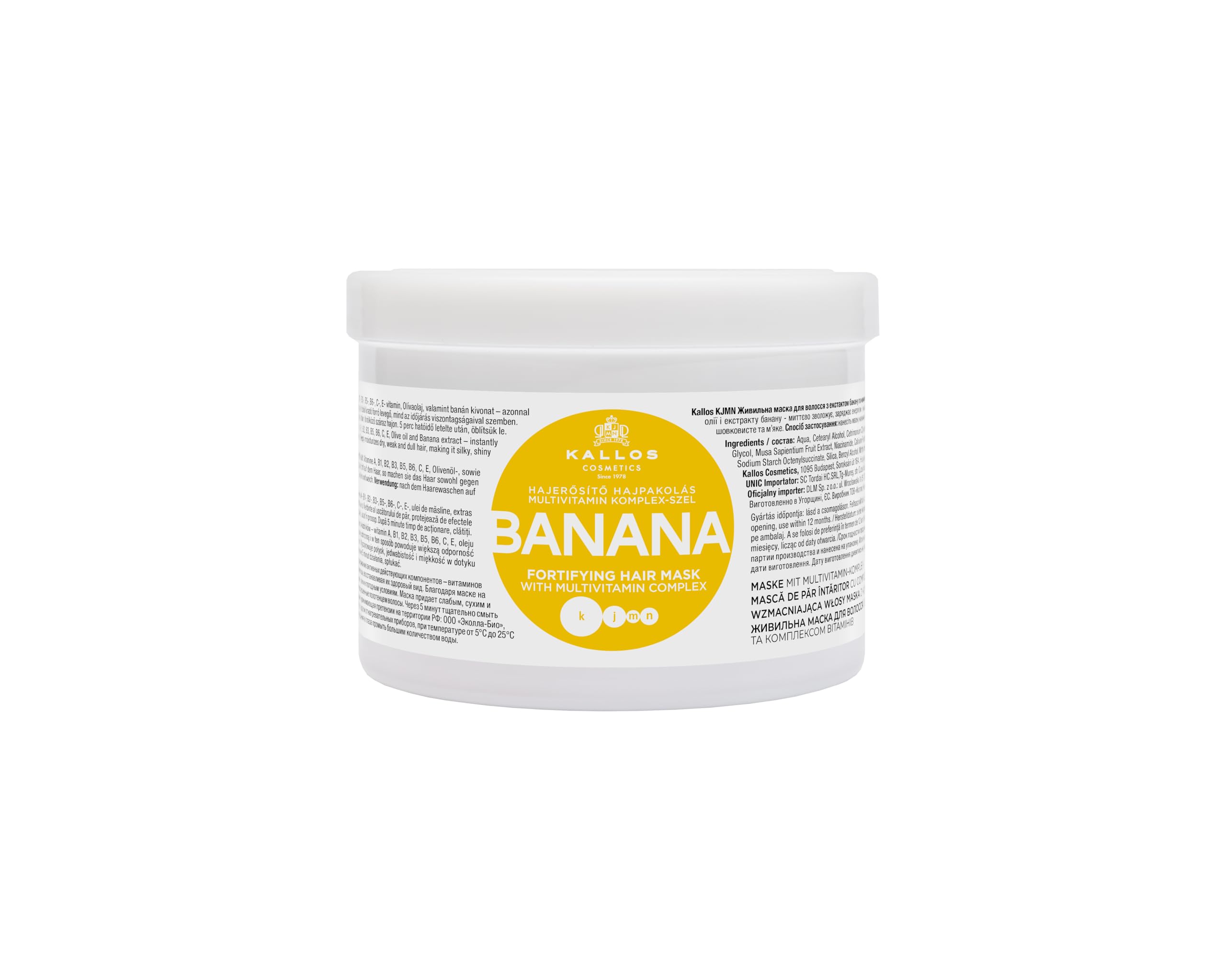 Kallos Masque capillaire fortifiant à la banane avec complexe multivitaminé 500 ml