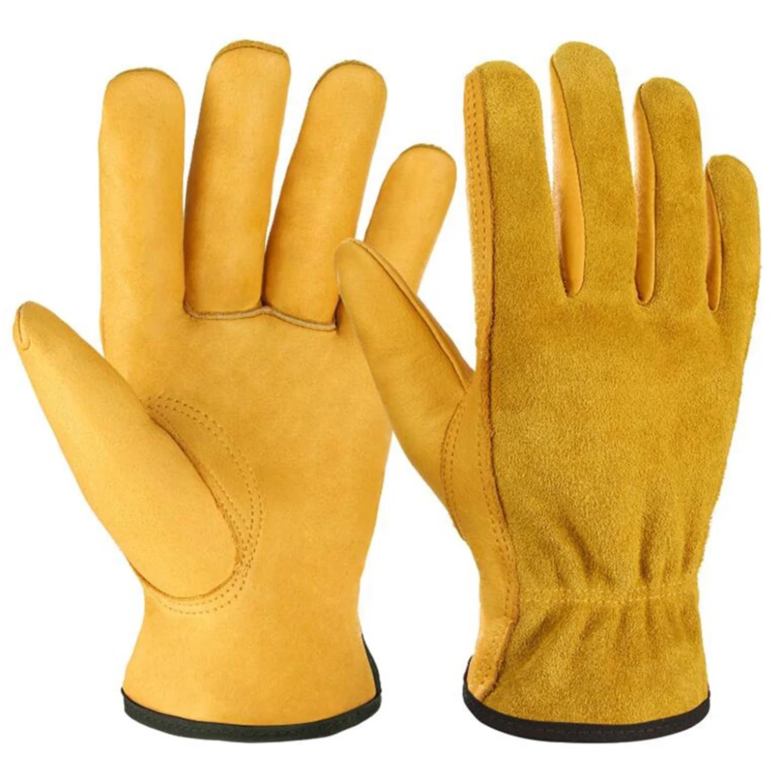 Guanti da Lavoro in Pelle PU, con Polso Elastico, Guanti protettivi for Giardinaggio, Fattoria, Magazzino, edilizia, Moto, S, M, L, XL(S)