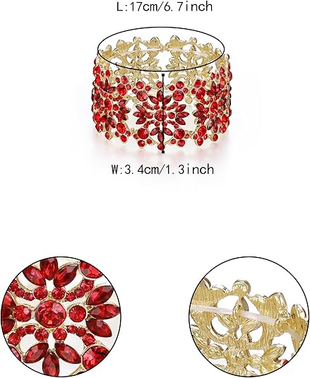 EVER FAITH Bracciale con strass per donna matrimonio prom taglio