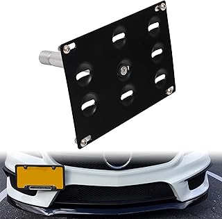 Tow Hook License Plate Mounting Bracket Holder Compatible with Mercedes-Benz W204 C-Class W212 W213 E-Class C117 CLA, GLK GLC W166 GLE ML Front Bumper Adapter No-Drill Relocation Kit