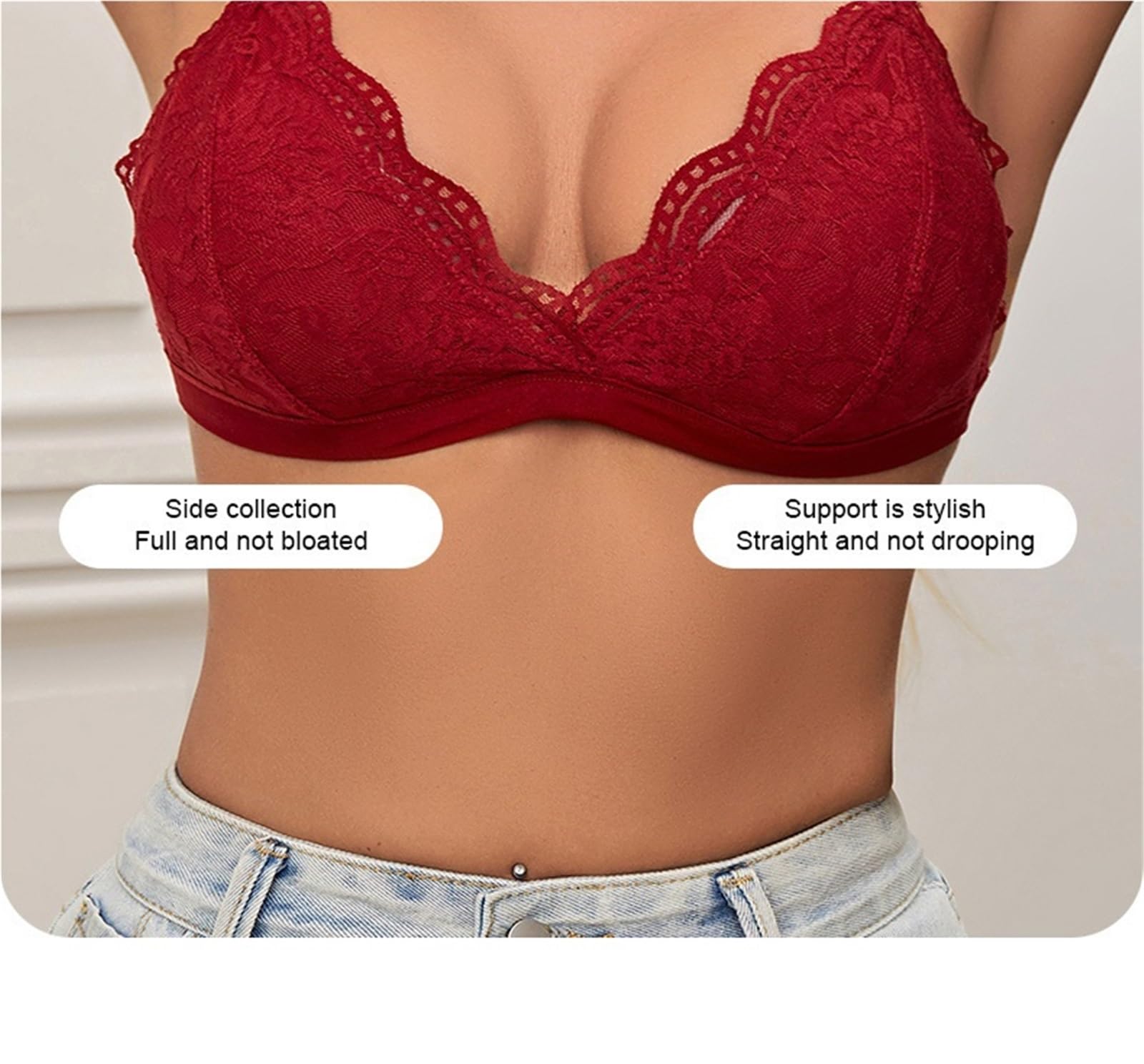 Reggiseno a triangolo profondo da donna, senza bordi, sottile, traspirante, schiena bella, seno grande, piccolo