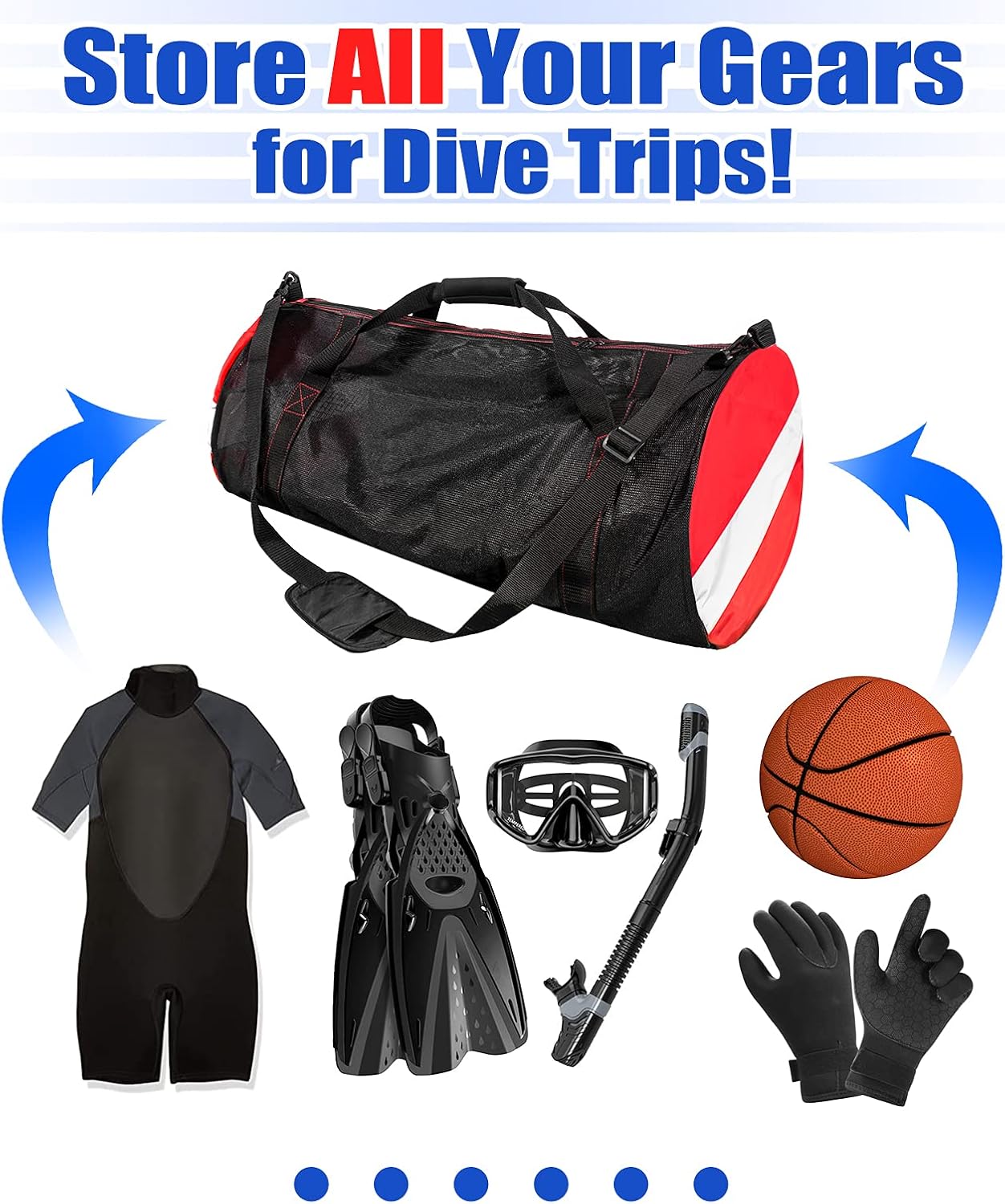 Sports Duffle Bag, Large Mesh Dive Beach Bags and Totes with Shoulder Strap for Scuba Diving and Snorkeling Gear & Equipment, Wet Swimming, Travel, and Gym Workout - Image 4