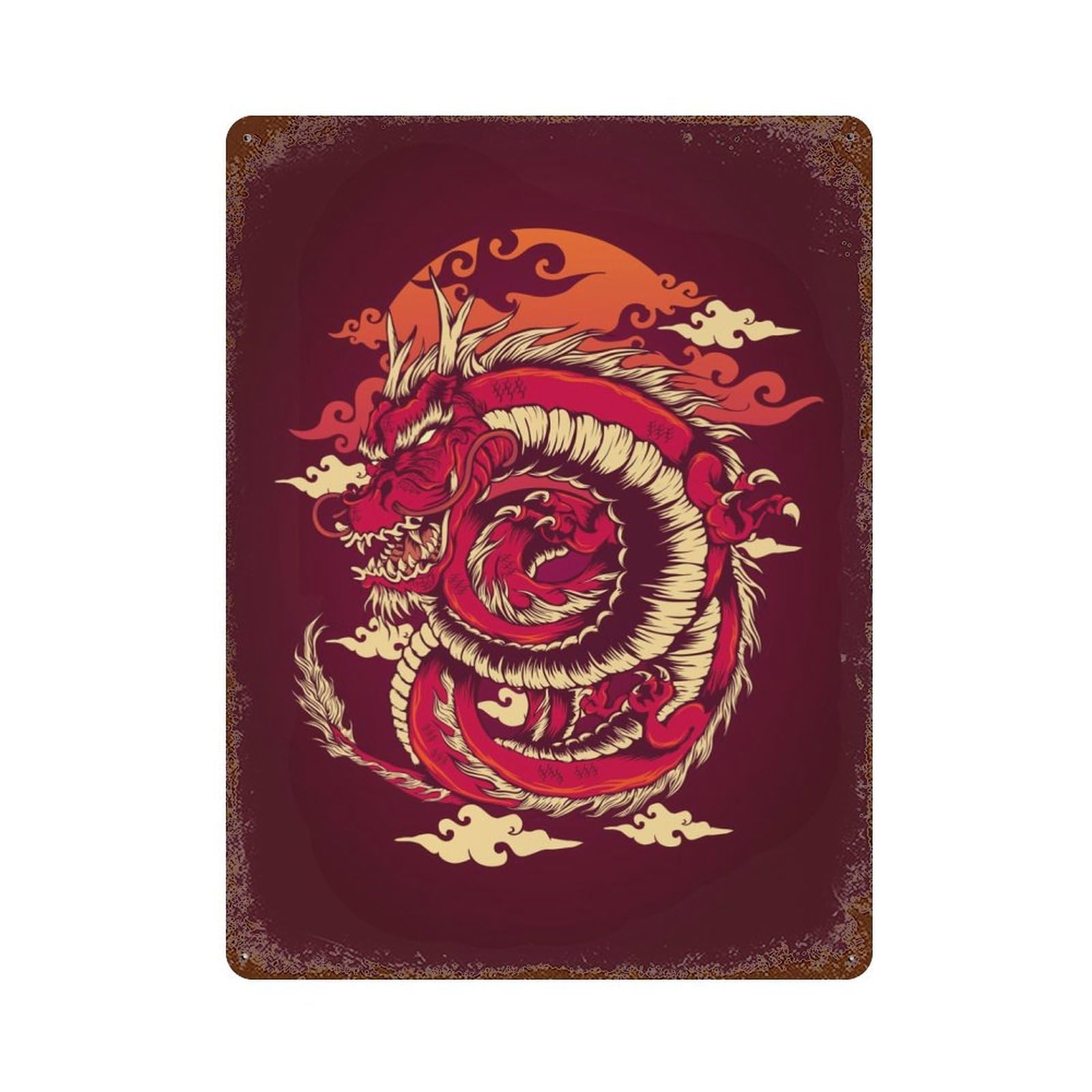 The Red Dragon Rusty Metal Tin Sign 15.7"x11.8", for Shed, Workshop And Garage Wall Decor, Shabby Chic Decor