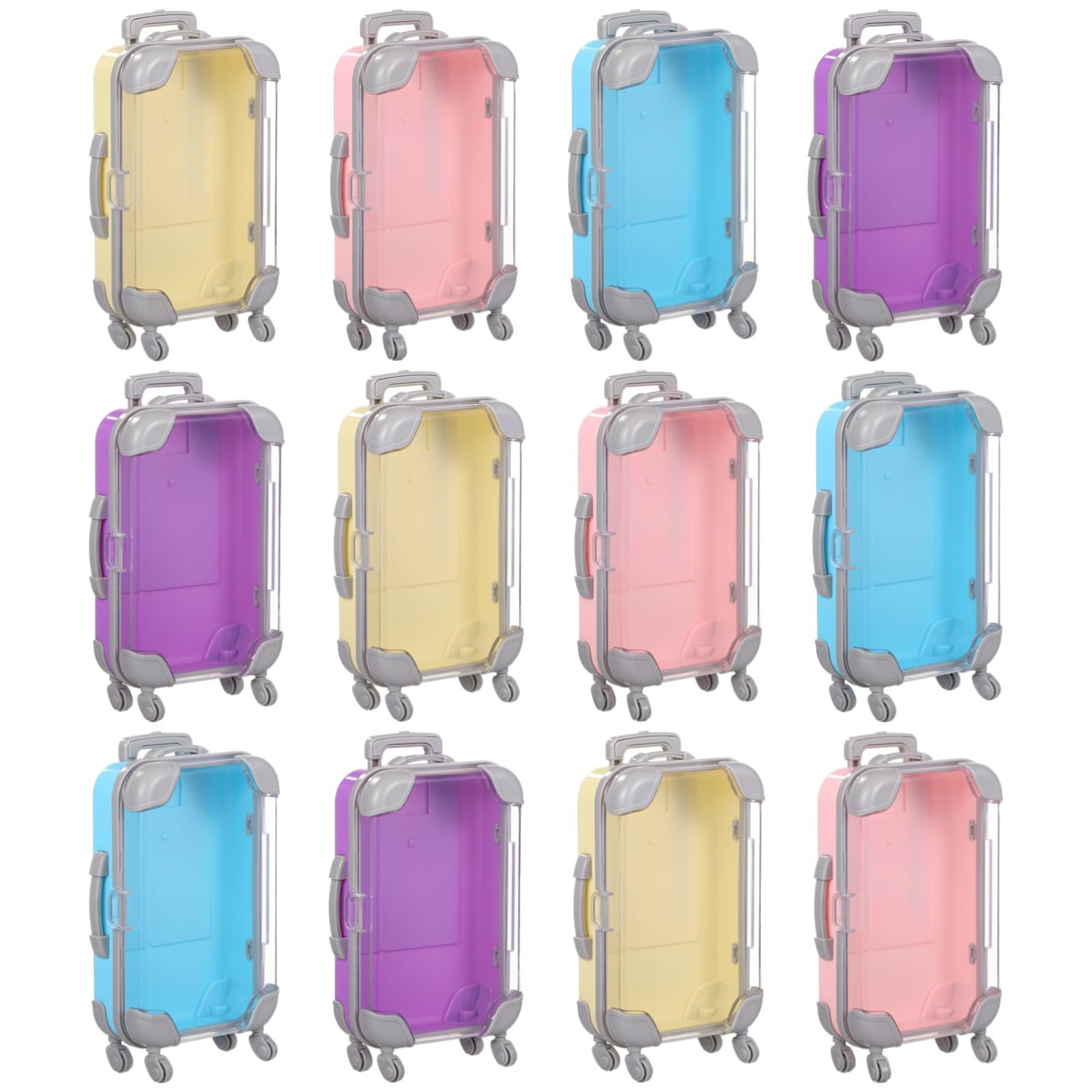 12 PCS Mini Suitcase Storage Boxes, Assorted Color False Eyelash Packaging Box, Clear Small Suitcase Plastic Holder - Image 3