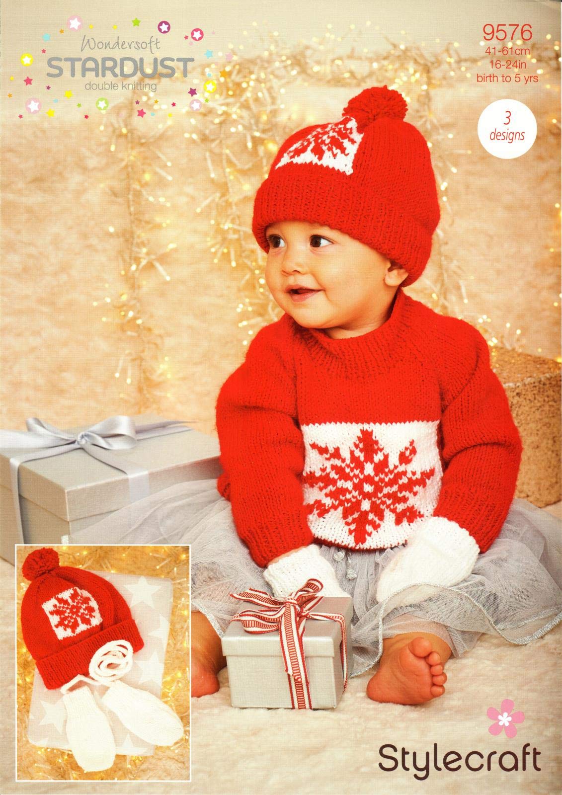 Stylecraft Double Knitting Pattern 9576 Sweater, Hat & Mittens 16 - 24 in