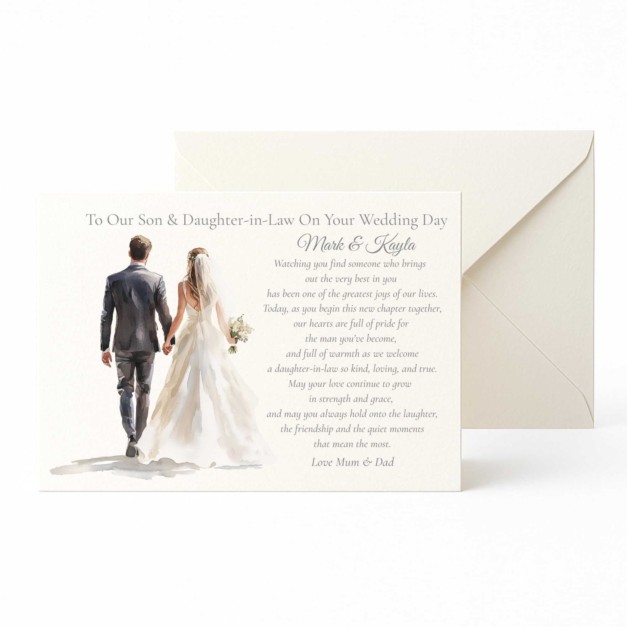 Son and Daughter-in-Law Wedding Card Personalised Card For Sons Wedding Day To Our/My Son Daughter-in-Law Wedding Congratulations From Mum