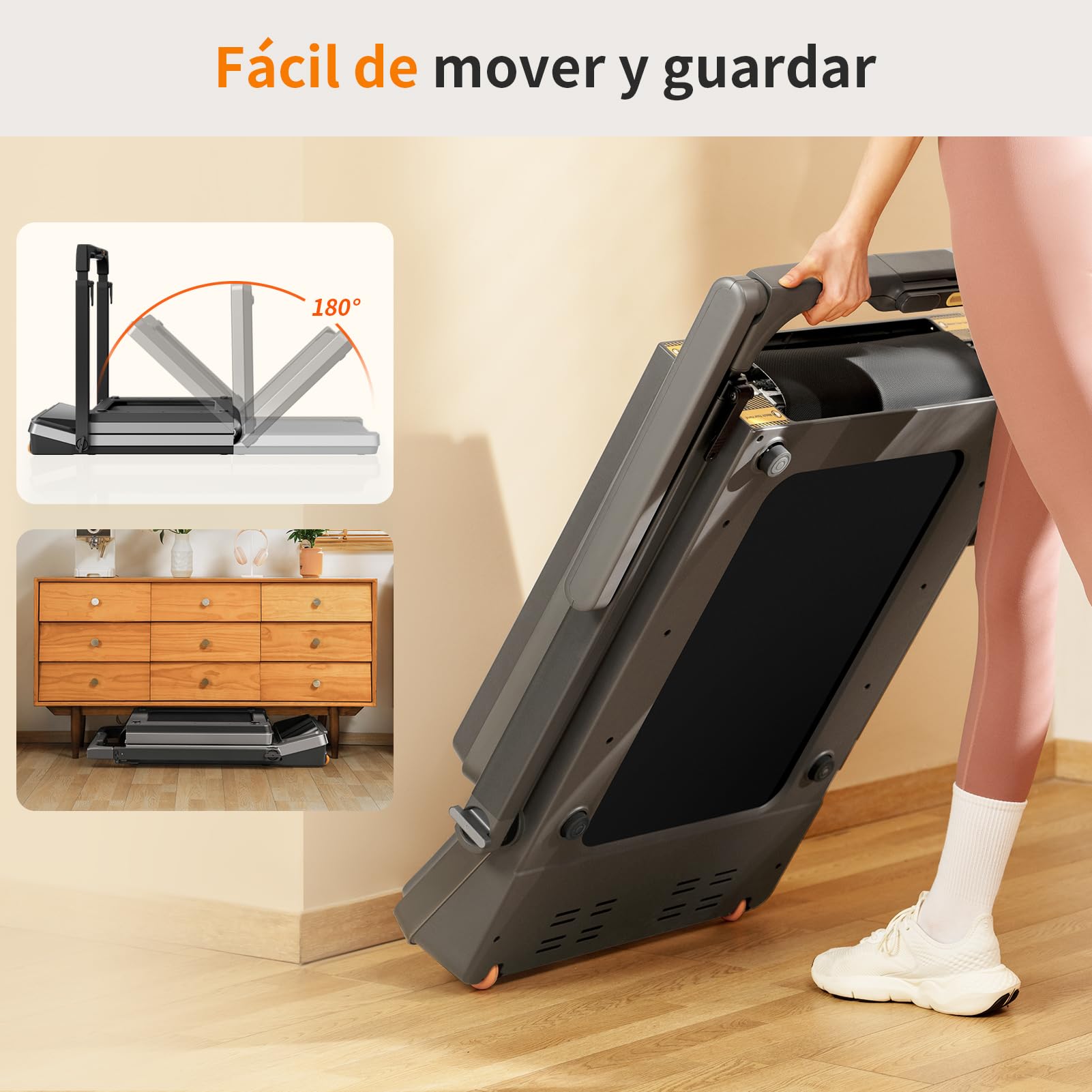 WalkingPad R3 Hybrid+ Cinta de Correr, Cinta de Caminar Plegable con asa 1-12 Km/h, área de Carrera Grande de 44 cm x 120 cm, 120KG Máx. Cinta de Correr Plegable para Uso doméstico con aplicación y