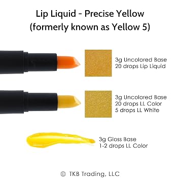 TKB Lip Liquid Color | Liquid Lip Color for TKB Gloss Base, DIY Lip Gloss, Pigmented Lip Gloss and Lipstick Colorant, Made in USA (1floz (30ml), Precise Yellow)