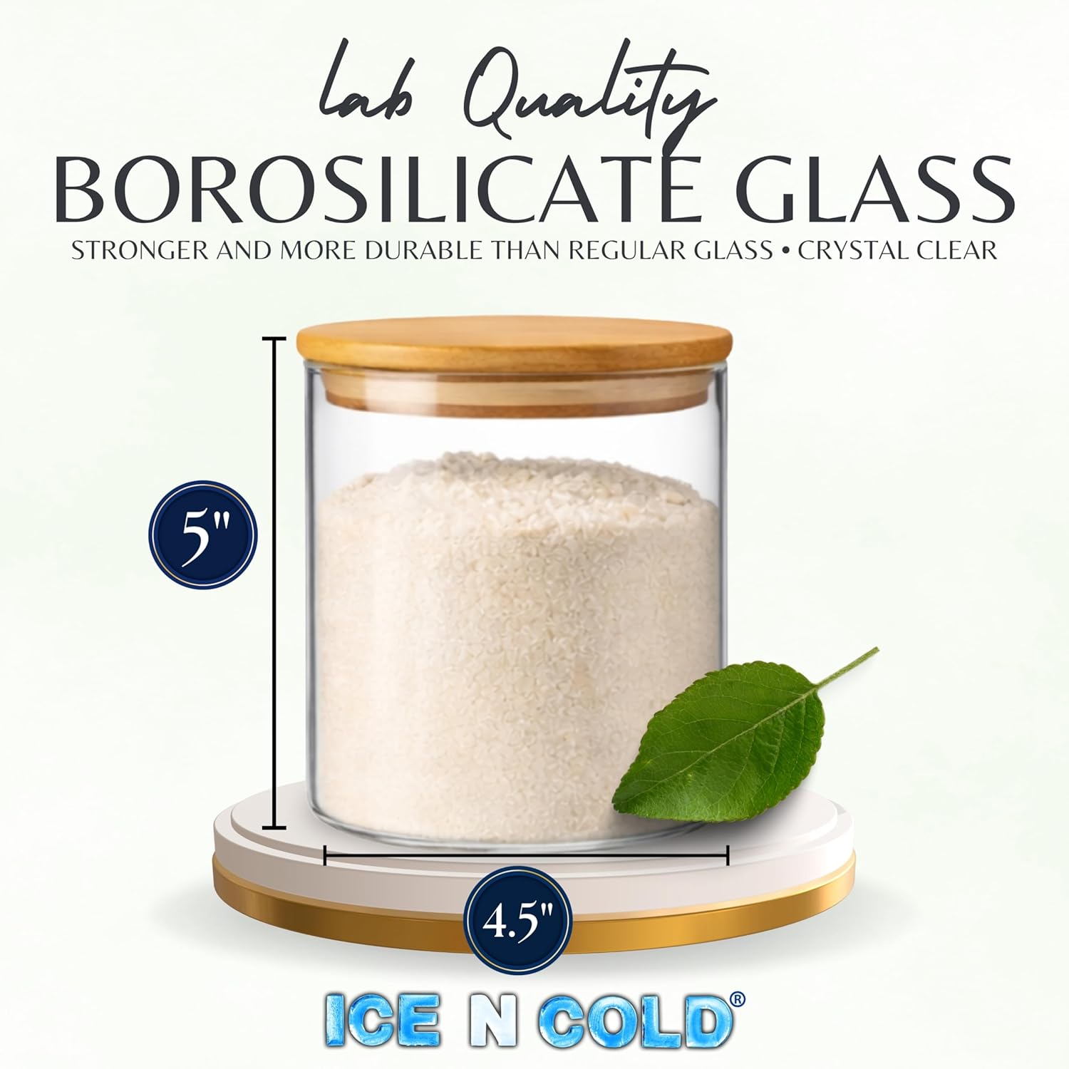 | Borosilicate Glass Storage Canisters with Bamboo Lids - Airtight Pantry Jars for Flour, Sugar, Rice, Pasta, Coffee & Candles - Clear Kitchen Containers (6, 34oz | 1L)