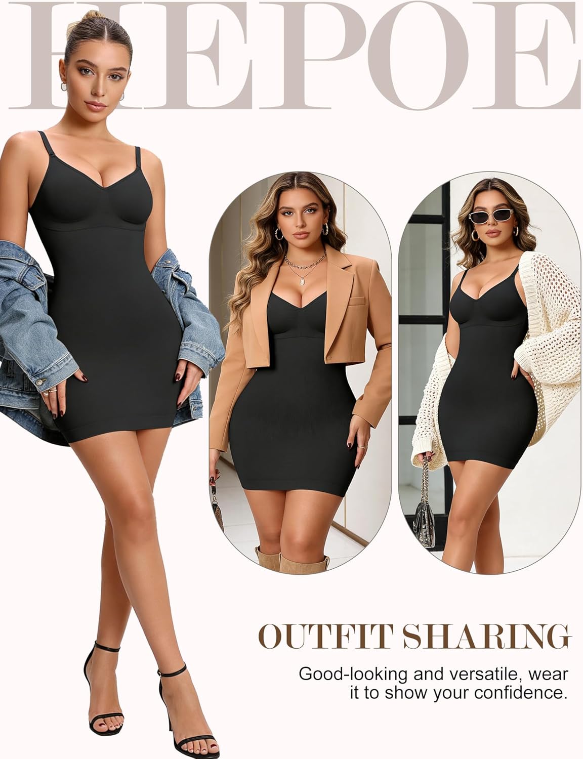 Shapewear Slip for Women Under Dress, V Neck Tummy Control Full Dress Slip, Built in Bra Body Shaper - Image 5