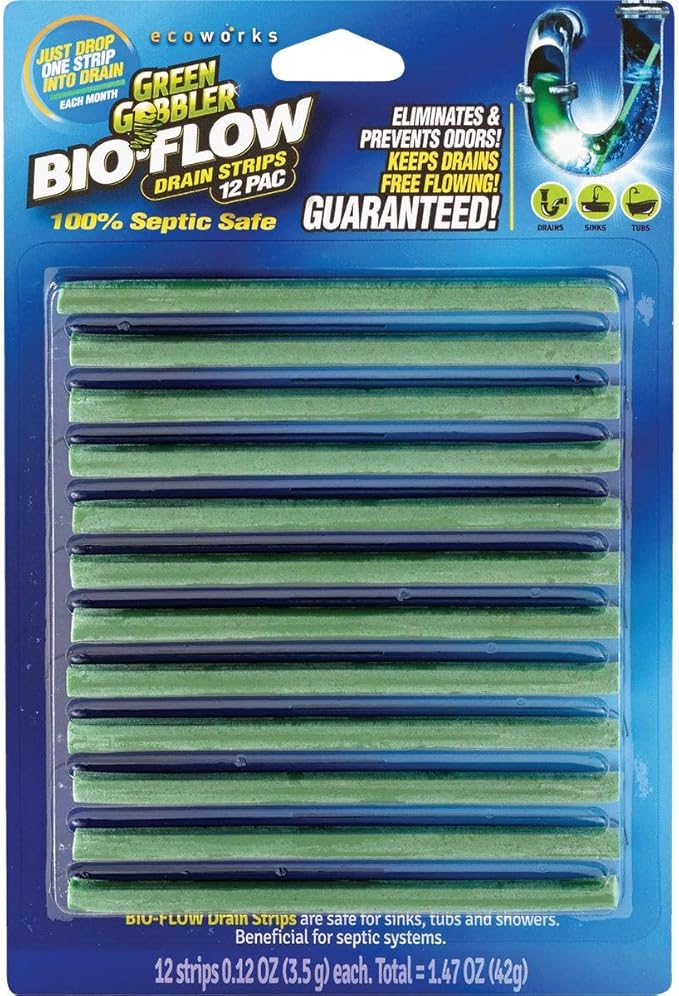 Green Gobbler BIOFLOW Drain Strips 12 Pack Drain Cleaner & Deodorizer Health