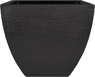Tusco Products2 Set * - Modern Square Garden Planter, 16-Inch, Black