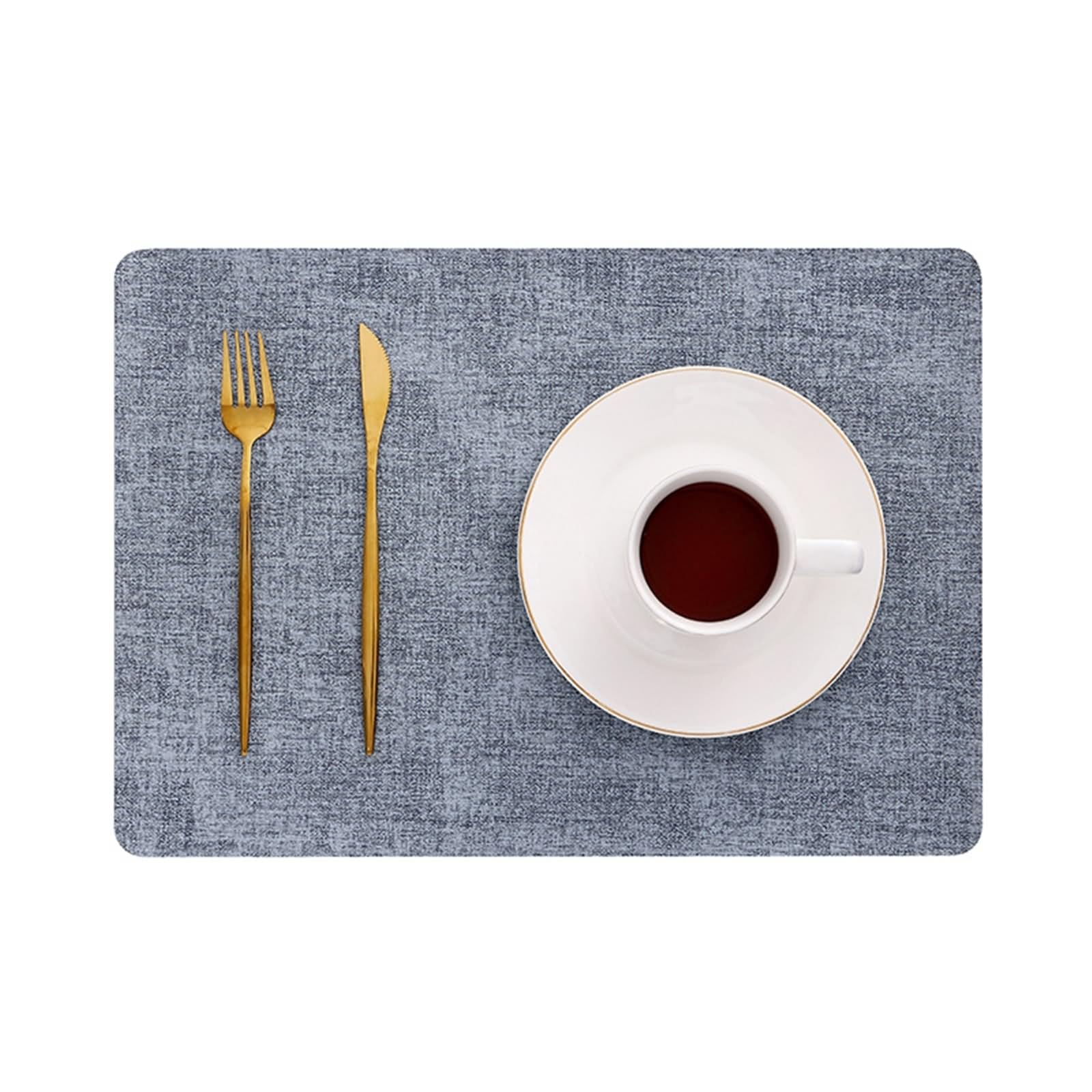 Lot de 6 Set de Table XXL 30x43cm, Christmas Placemats Texture Tissée de Couleur Unie Cuir Gris Bleu