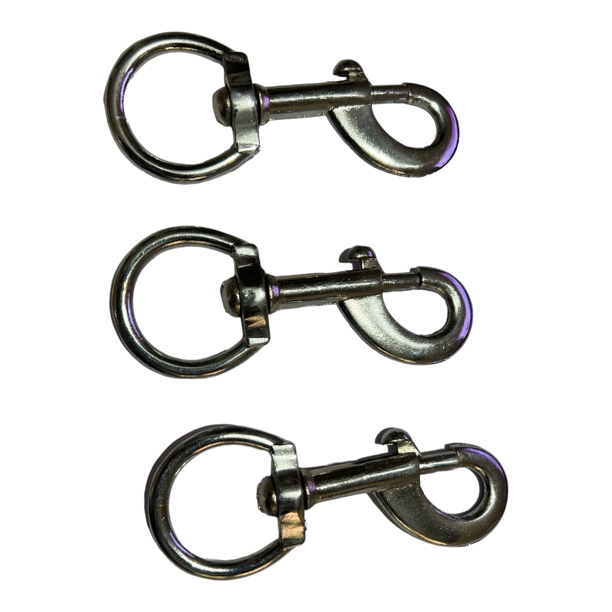 Heavy Duty Trigger Clips Clasp - 360° Swivel Eye Bolt Snap Hook Up to 330KG - Zinc Alloy Clips Clasp for Dog Leashes, Camping, Keyring - Spring Loaded Lobster Claw Clasps Pack of 3