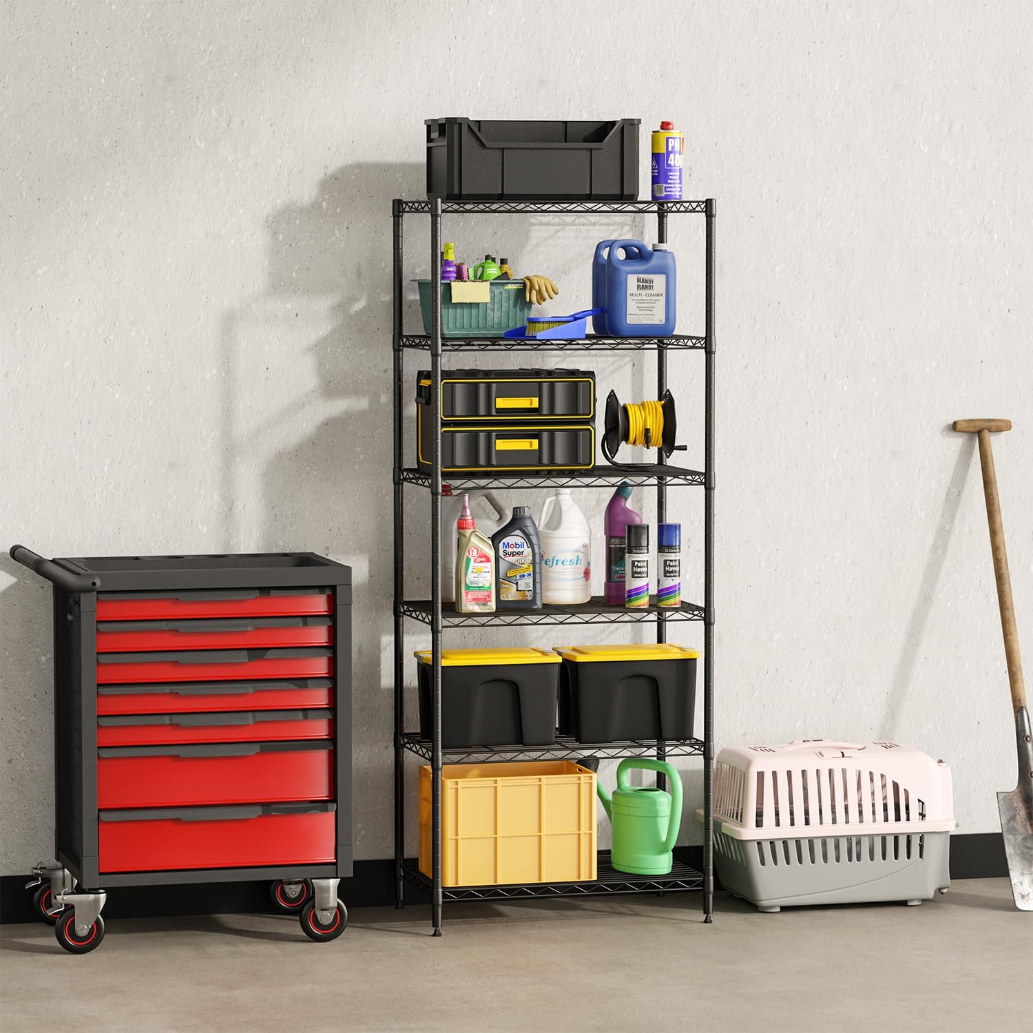 FDW 6-Shelf Adjustable,Storage Shelves Wire Shelving Shelving Unit Metal Shelves Storage Shelf,13" D x 23" W x 59" H,Black - Image 2