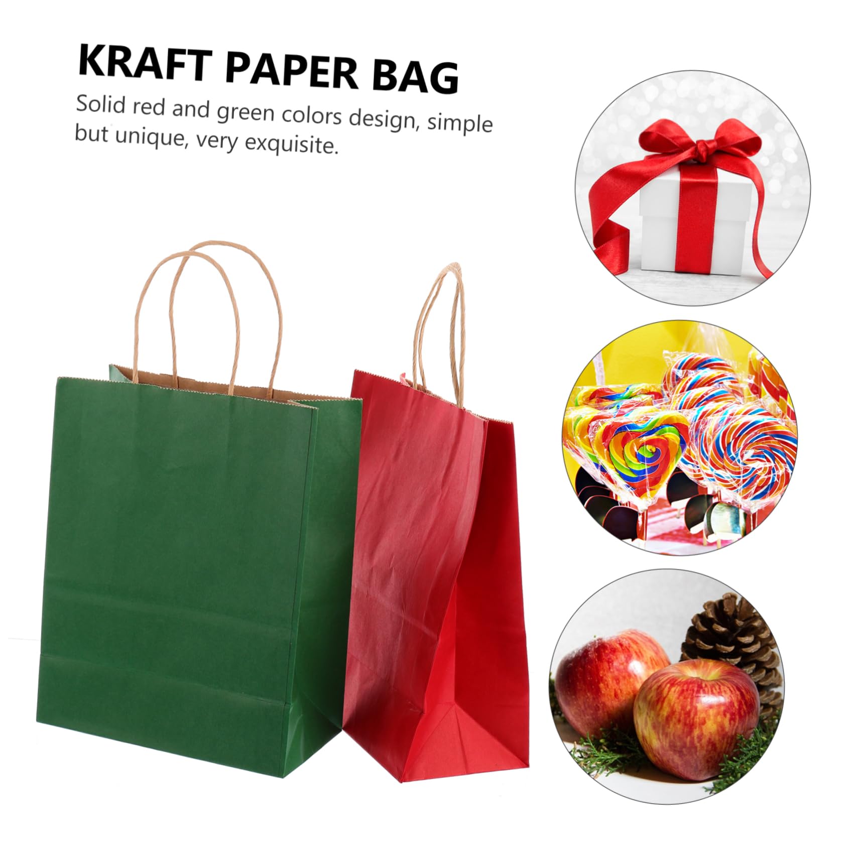 HAMPPLIES Geschenktüten Stabilen 24 und Stück Umweltfreundlichem aus Weihnachts Robust Kraftpapier in Rot Grün mit Tragegriffen für Festliche Geschenkverpackungen