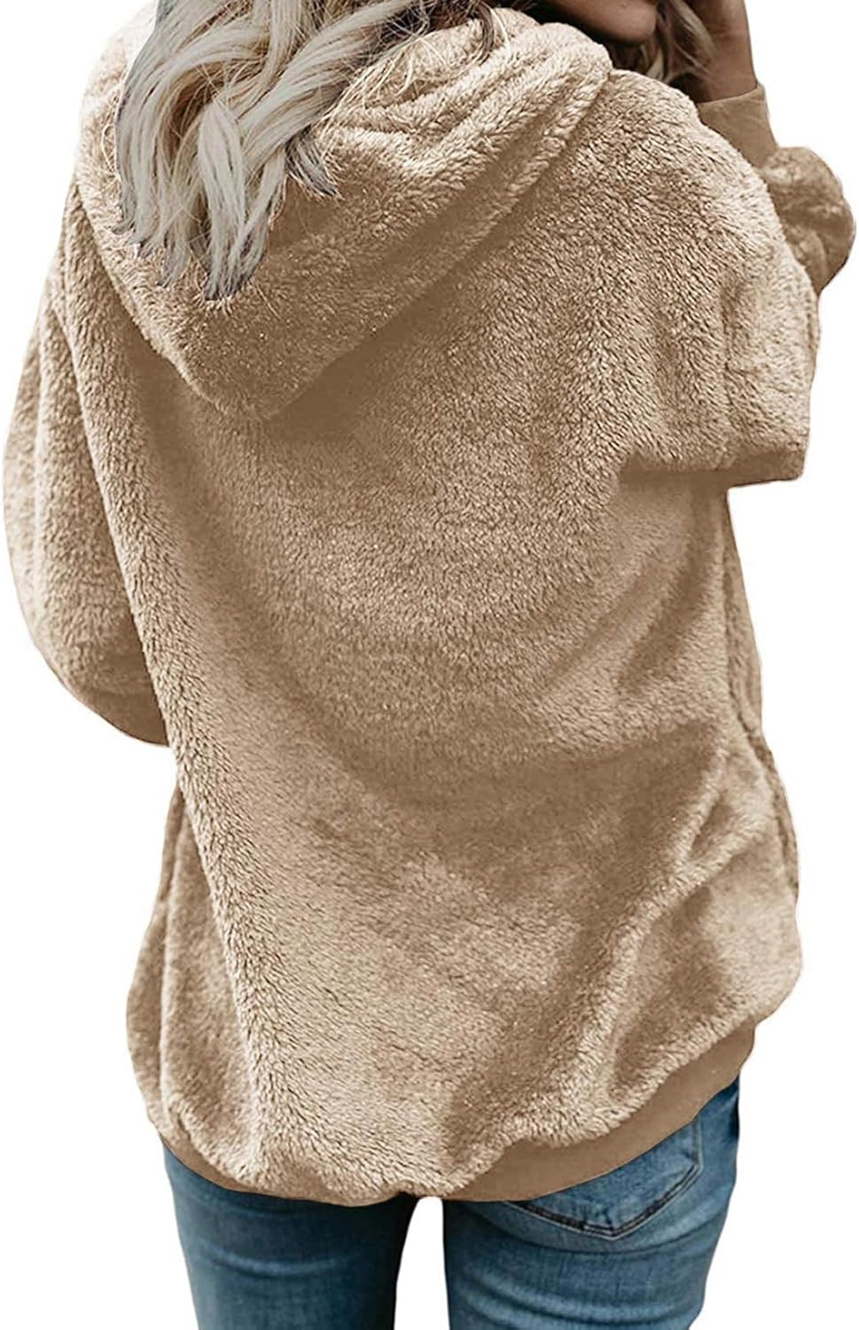 Nirovien Womens Sherpa Jacket Fuzzy Zip Up Hoodie Oversized Fleece Jackets Fluffy Coat with Pockets - Image 2