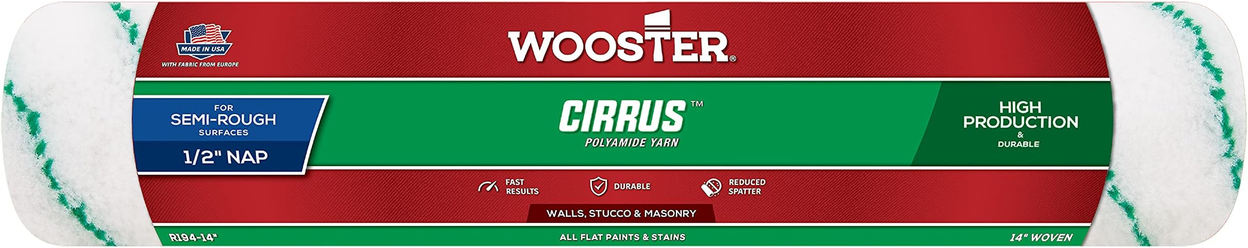 Wooster Brush R194-14 Cirrus Nap Roller, 1/2-Inch