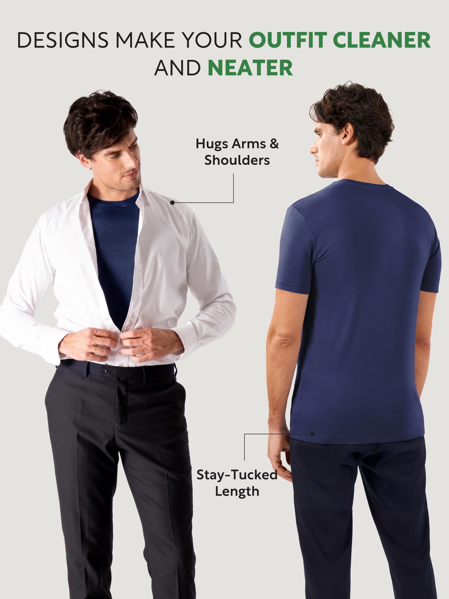 DAVID ARCHY Maglietta intima da uomo in rayon di bambù, traspirante, girocollo, t-shirt elasticizzata, per uomo, confezione da 3 o 5
