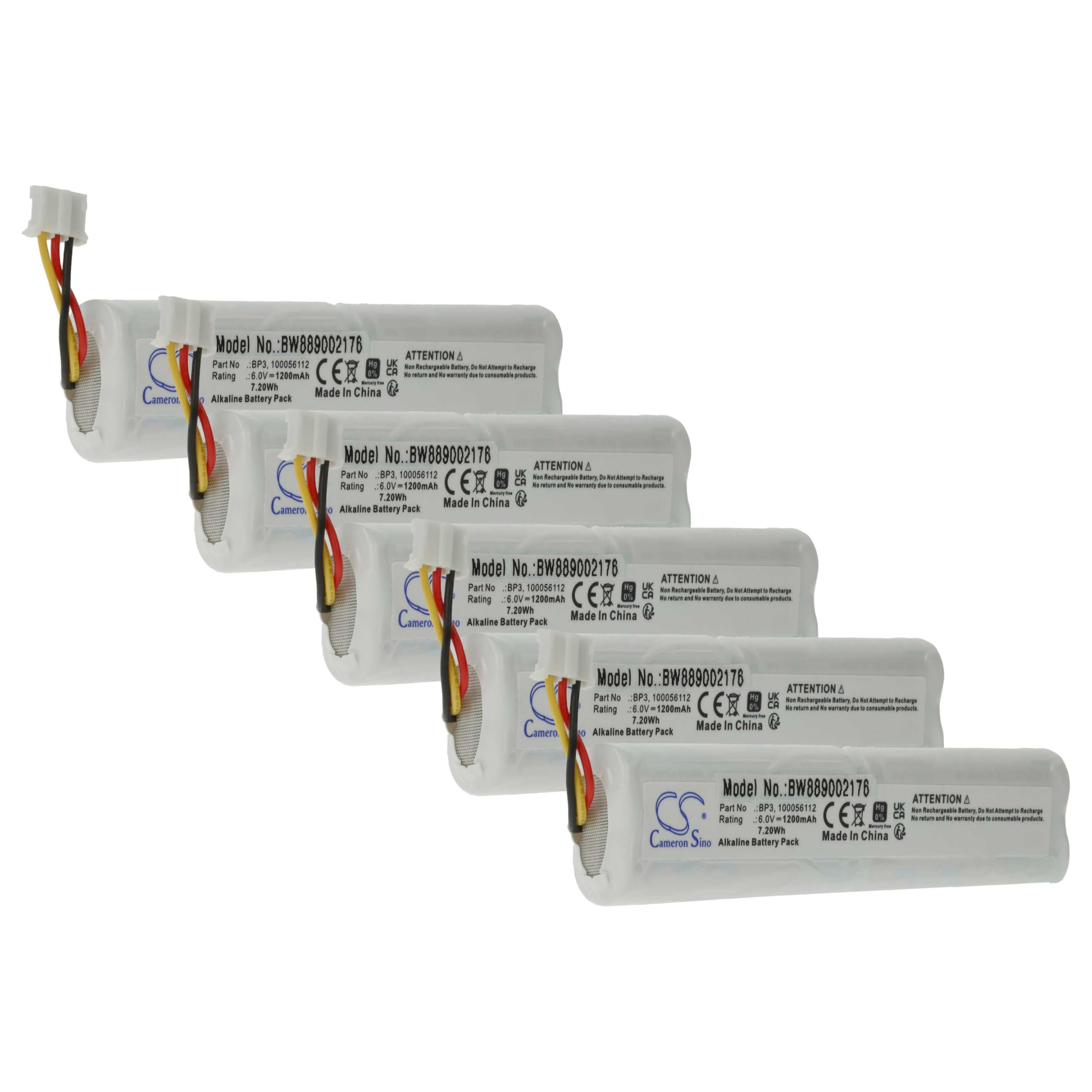 vhbw 5 x bateria kompatybilna z Telenot MS 221, MS 211, DSS2, AKG233, system alarmowy (1200 mAh, 6 V, alkaliczny)