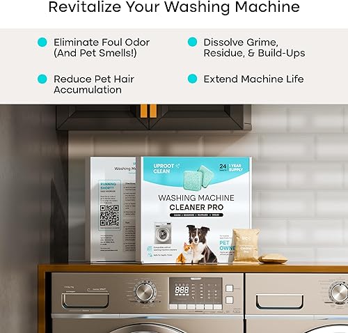 Miniatura 2 de Uproot Clean Tabletas limpiadoras para lavadoras paquete de 24 para un suministro de 12 meses. Formulado para dueños de mascotas. Compatible con HE,