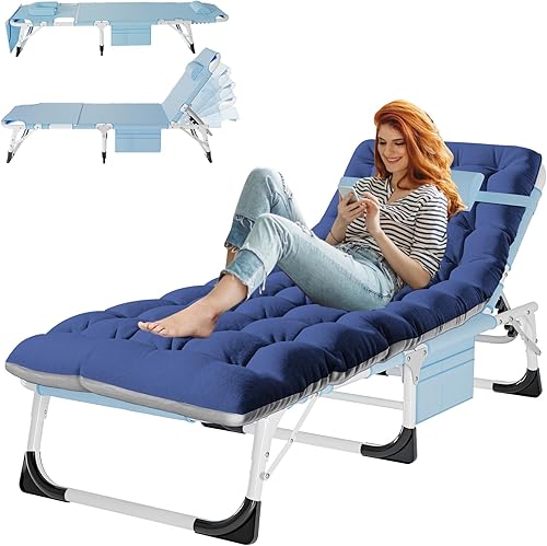 ABORON Tumbona de patio resistente, 500 libras con rodamiento 3 en 1 ajustable, 1200D Oxford para adultos, silla de campamento para dormir, con