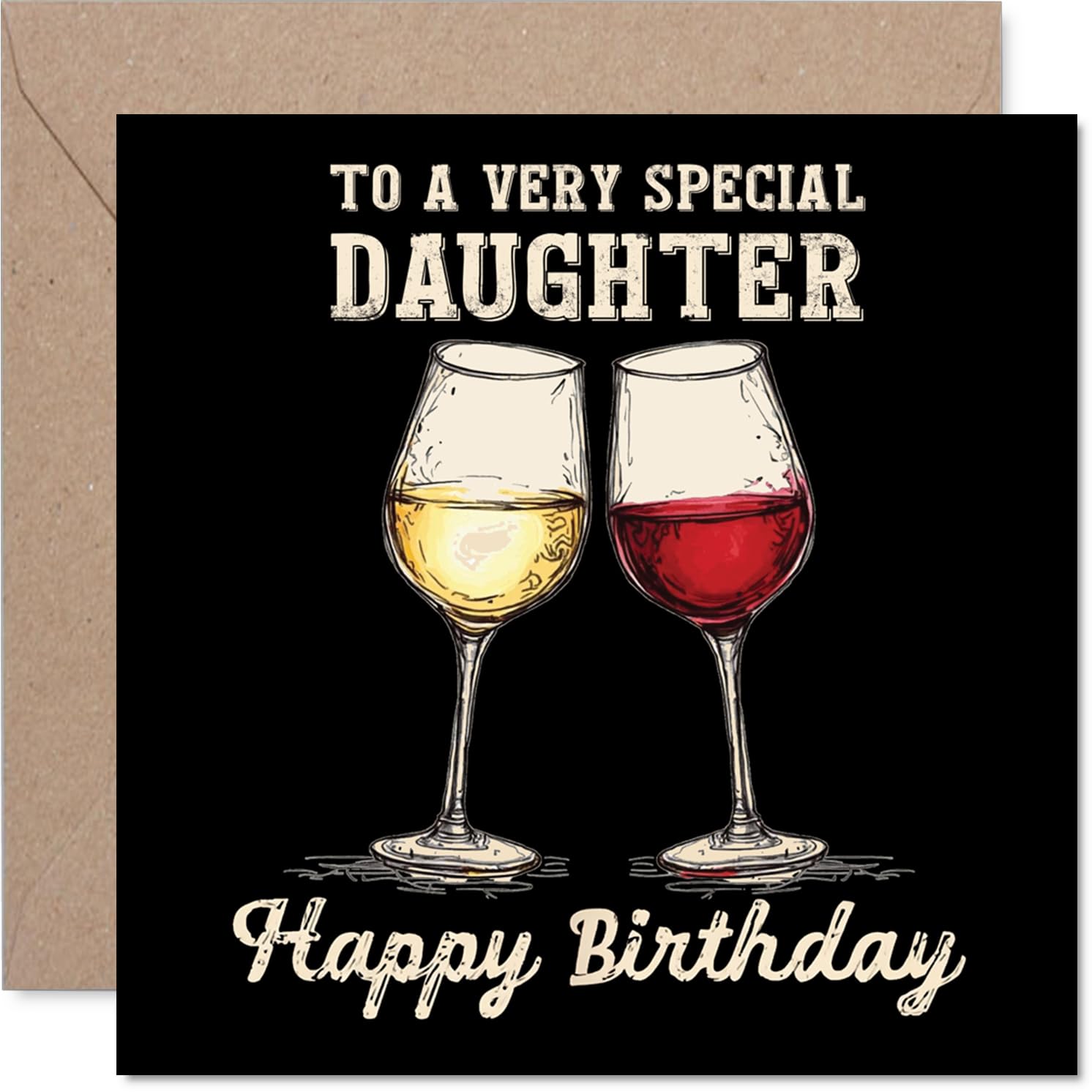 Daughter Birthday Card - Bday Wine - Happy Birthday Card for Daughter from Dad Mum, 145mm Wine Greeting Cards