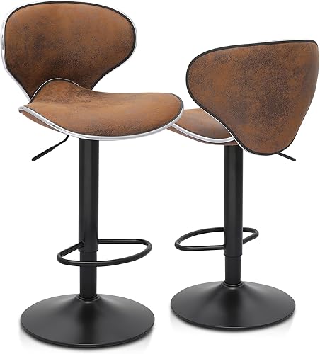 Miniatura 77 de Magshion Juego de 4 taburetes de bar giratorios ajustables de piel sintética para mostrador de comedor Negro -,Marrón,Canela/Escapada