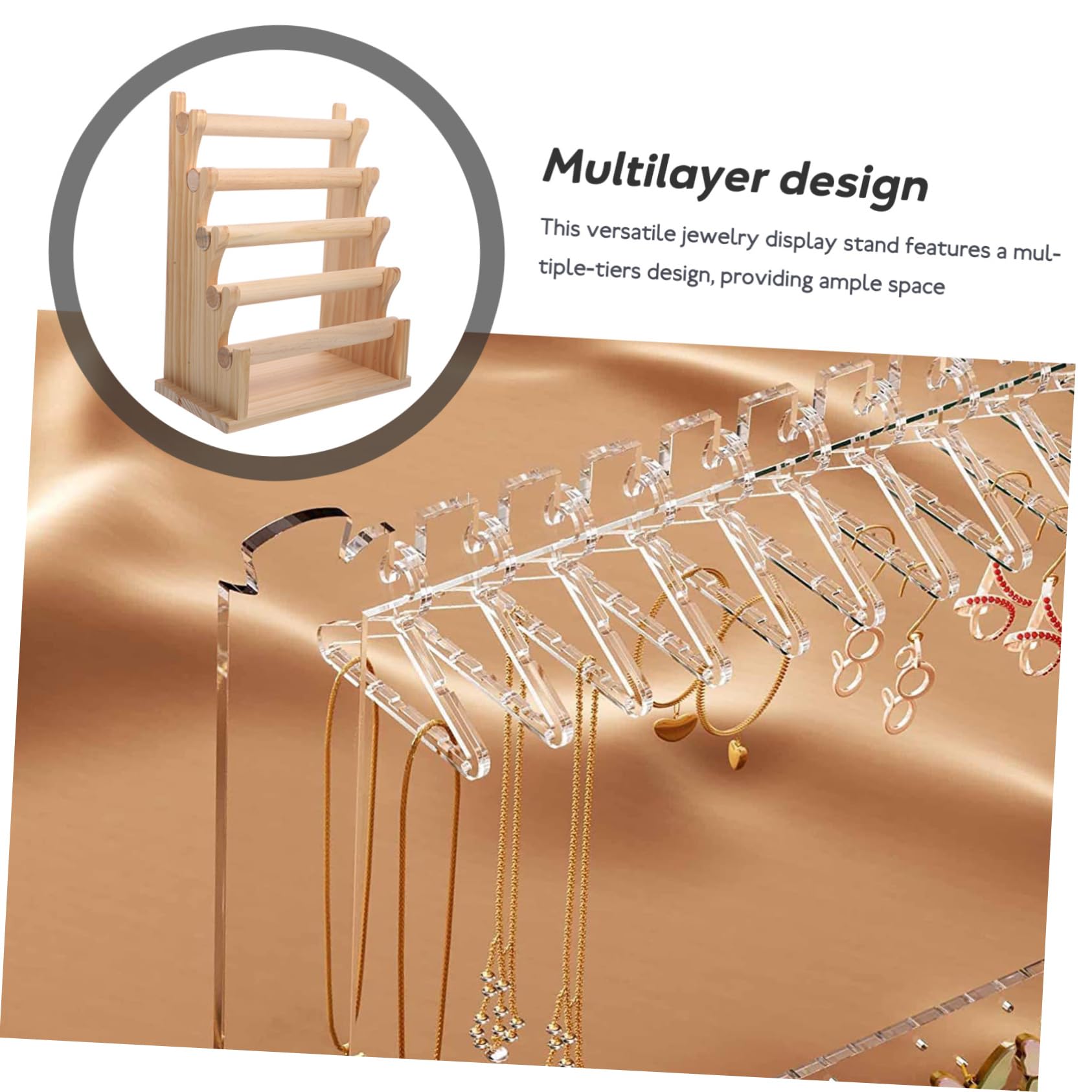 Sosoport Massivholz Schmuckorganizer Schmuckhalter Mehrstufiger Aufbewahrungsständer Für Armbänder Ohrringe Und Haargummis Fünf Ebenen Für Ankleidezimmer Und Juwelierbedarf