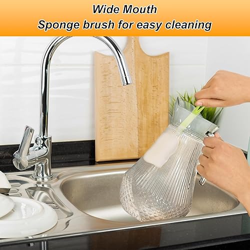 Miniatura 6 de Moretoes Jarra con tapa, jarra de agua transparente de plástico de 68 onzas, jarras inastillables para bebidas, jarra de bebida acrílica