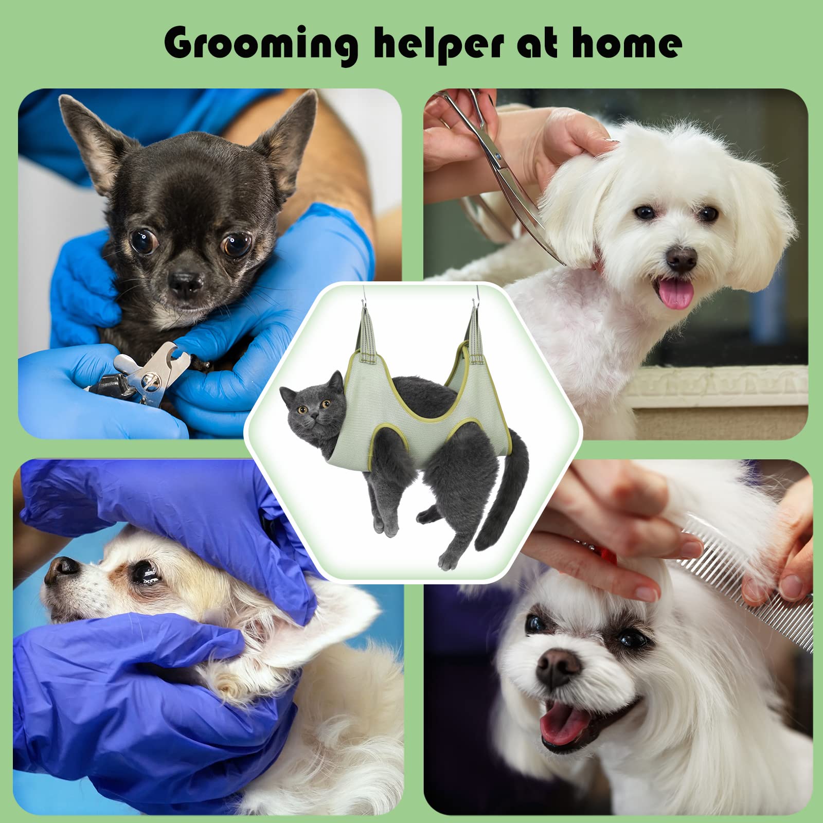Hunde-Pflege-Hängematte XL (bis 36,3 Kg) – Inkl. Nagelknipser, Feile & Kamm, Für Sicheres Trimmen & Waschen