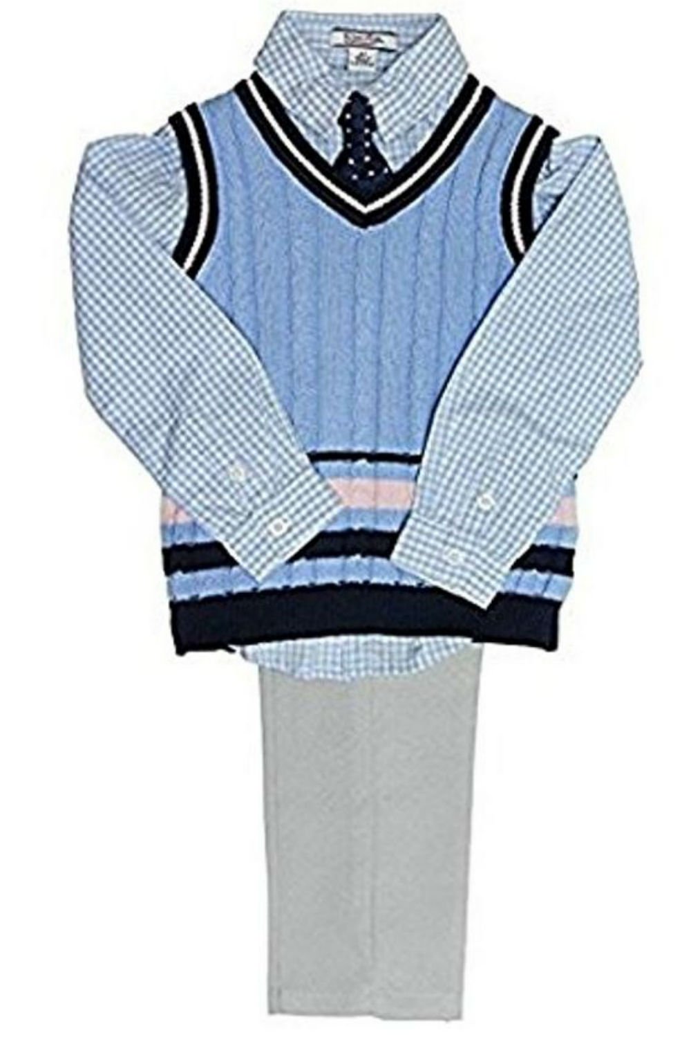 Kitestrings 4 Piece Dress Set for Boys (3T, Gray/Light Blue)