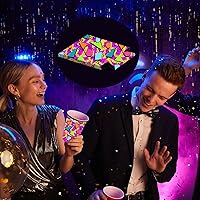 Vista 6 de Fundas para enfriar latas retro de los años 80 y 90, 24 piezas, fundas para botellas y latas de neón de Memphis Fashion - Suministros para fiestas