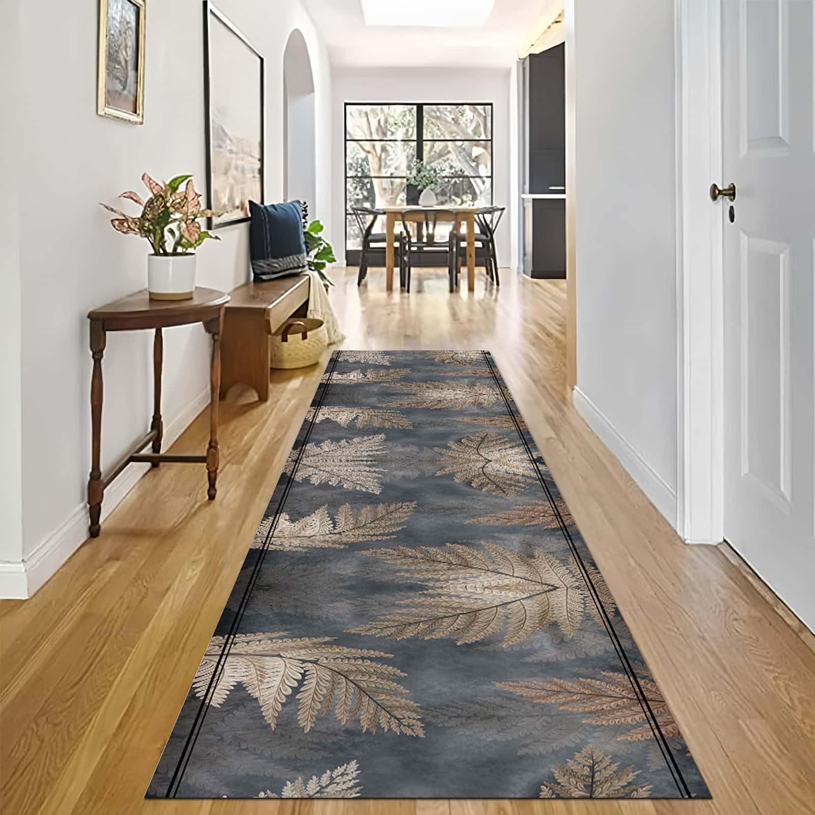 Tapis de couloir gris brun lavable de 120x900 cm pour passage