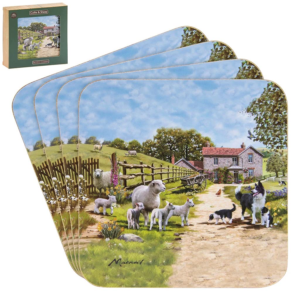 The Leonardo Collection Green Collie & Sheep Set Of 4 Coasters Macneil Studio New 2020 Design
