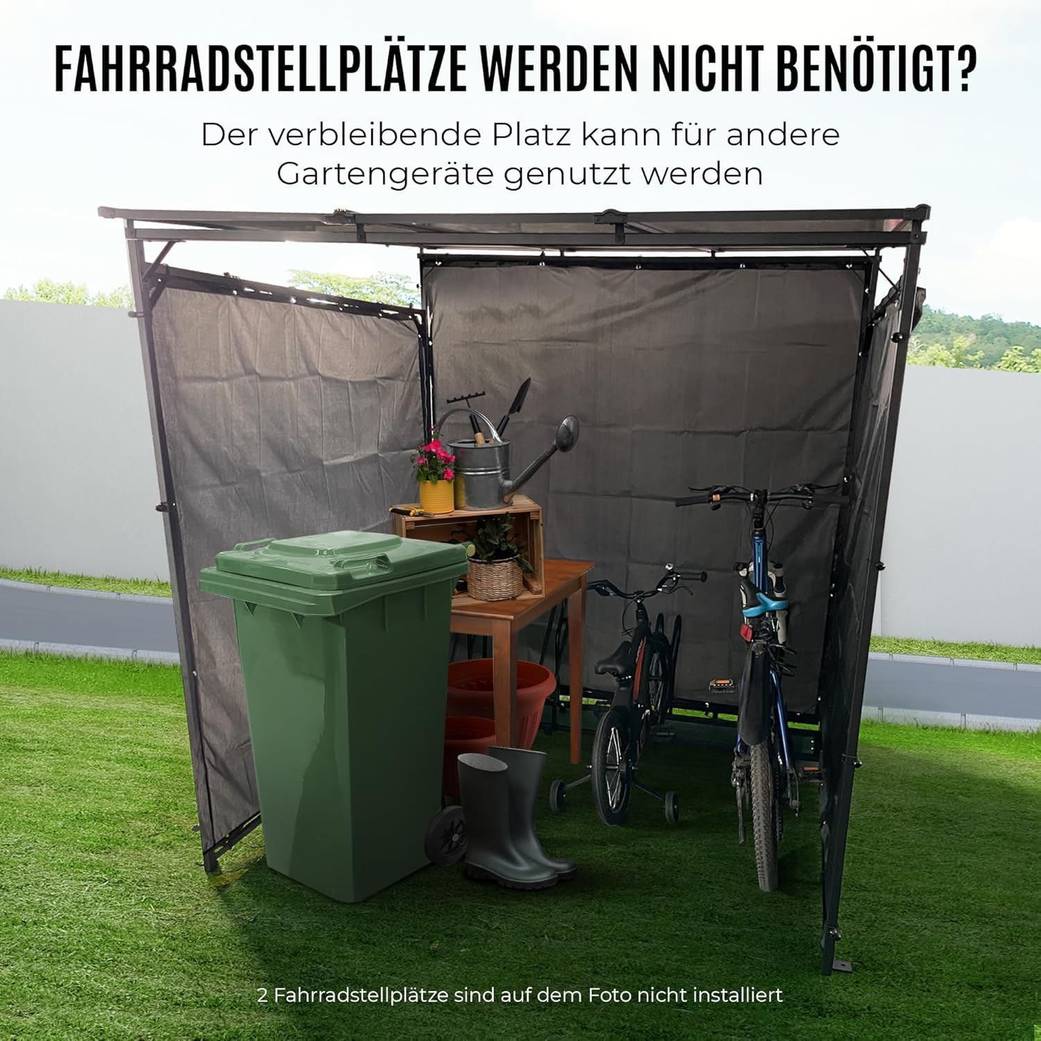 WIELS® Fahrradgarage 4 Fahrräder - Fahrradunterstand 190x188x190cm - Metall Fahrradschuppen - Zeltgarage - Fahrradbox - Bicycle Parking