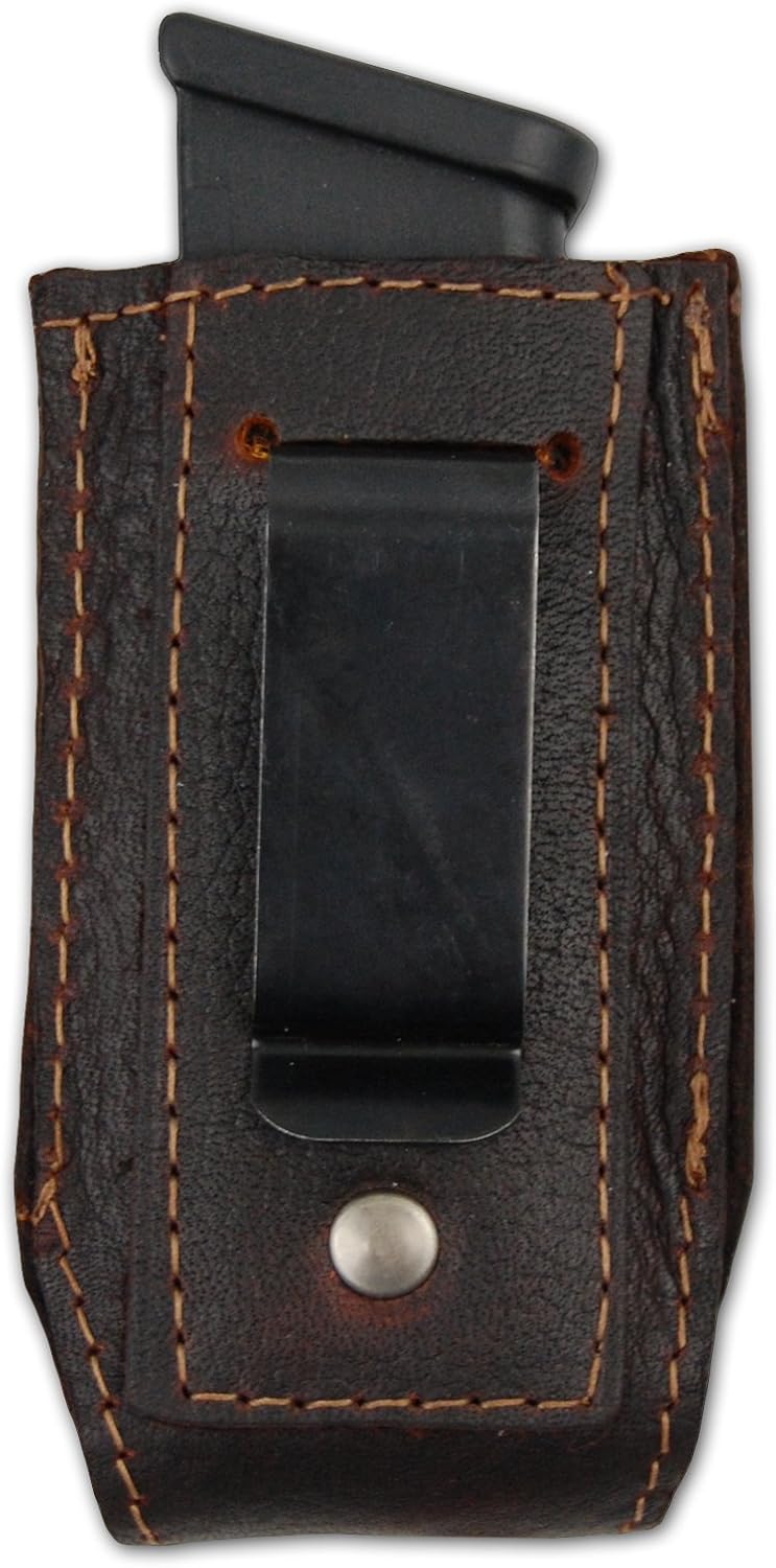 Barsony New Brown Leather IWB Holster + Magazine Pouch for Compact, Sub Compact 9mm 40 45