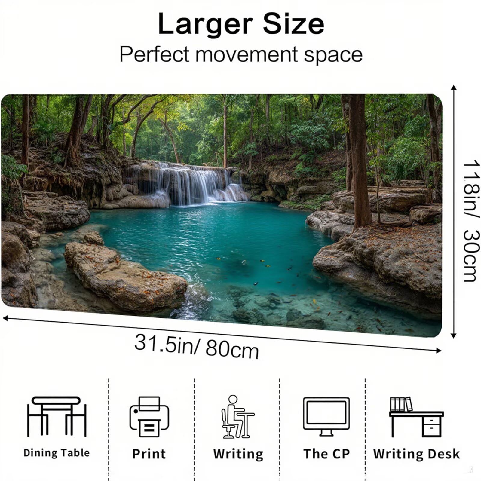 Zielona podkładka pod mysz XXL 1600 x 800 x 3 mm Jesień pod biurko Akcesoria antypoślizgowa gumowa podstawa i szyte krawędzie Podkładka pod mysz dla graczy do dekoracji biura dekoracyjnego, prezenty