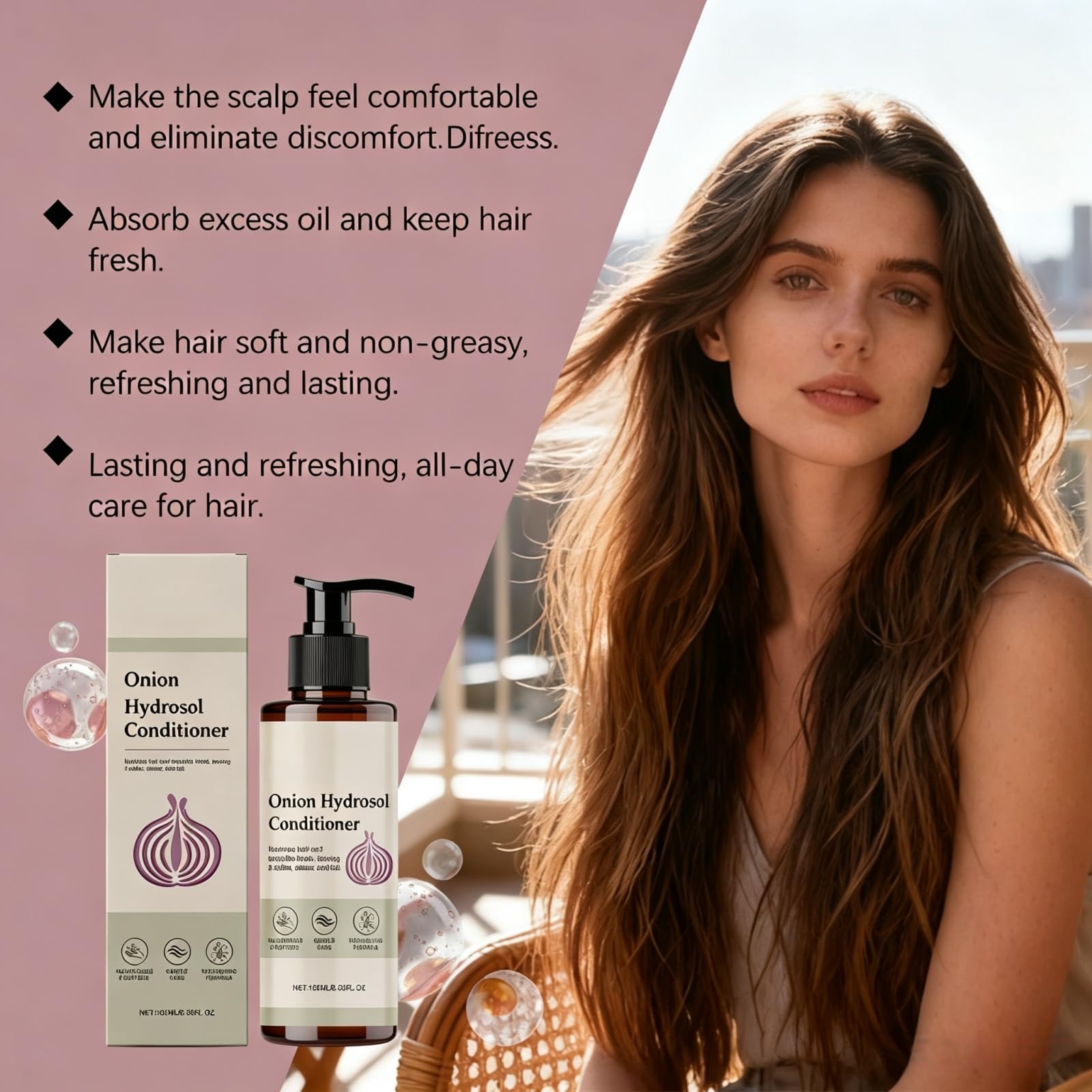 Set di shampoo e balsamo all'idrolato di cipolla per la crescita dei capelli, shampoo nutriente all'idrolato di cipolla con biotina e rosmarino, rafforza i capelli deboli, dona volume e lucentezza