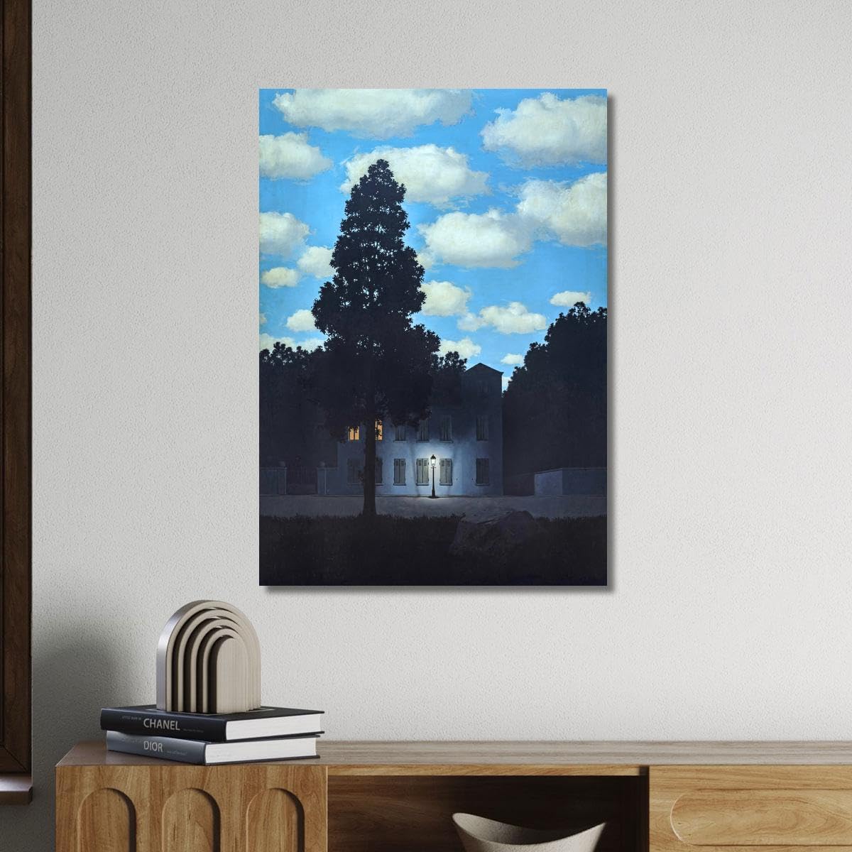CheQuadro! L'empire des lumières Magritte, grand tableau de haute qualité imprimé sur toile, beaux-arts, encadré prêt à accrocher bsa19-50x70 cm