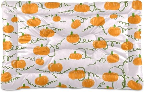 Tapete de cama para mascotas con diseño de calabazas de Acción de Gracias para perros y gatos, diseño inferior antideslizante, lavable, 36 x 24