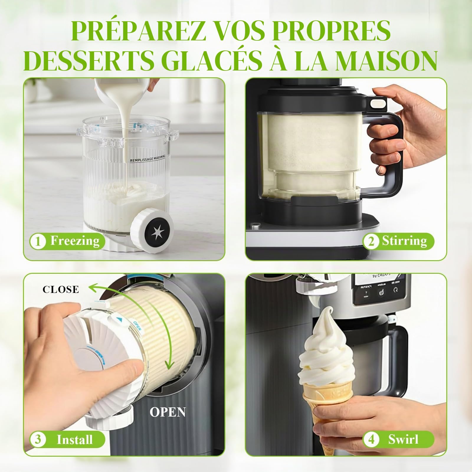 GKXLH Bacs à crème glacée avec couvercles - Récipients Ninja Creami, récipients pinte Creami de remplacement compatibles avec Ninja Swirl Ice Cream NC700 NC701 Series, sans BPA et lavables au