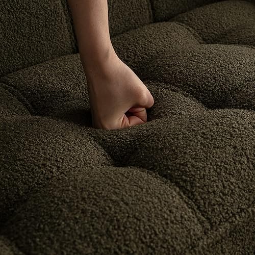 Miniatura 18 de Sofá biplaza pequeño de 48 pulgadas, moderno sofá de tela de lino de 2 plazas con respaldos acolchados y patas de madera para sala de estar, Lino